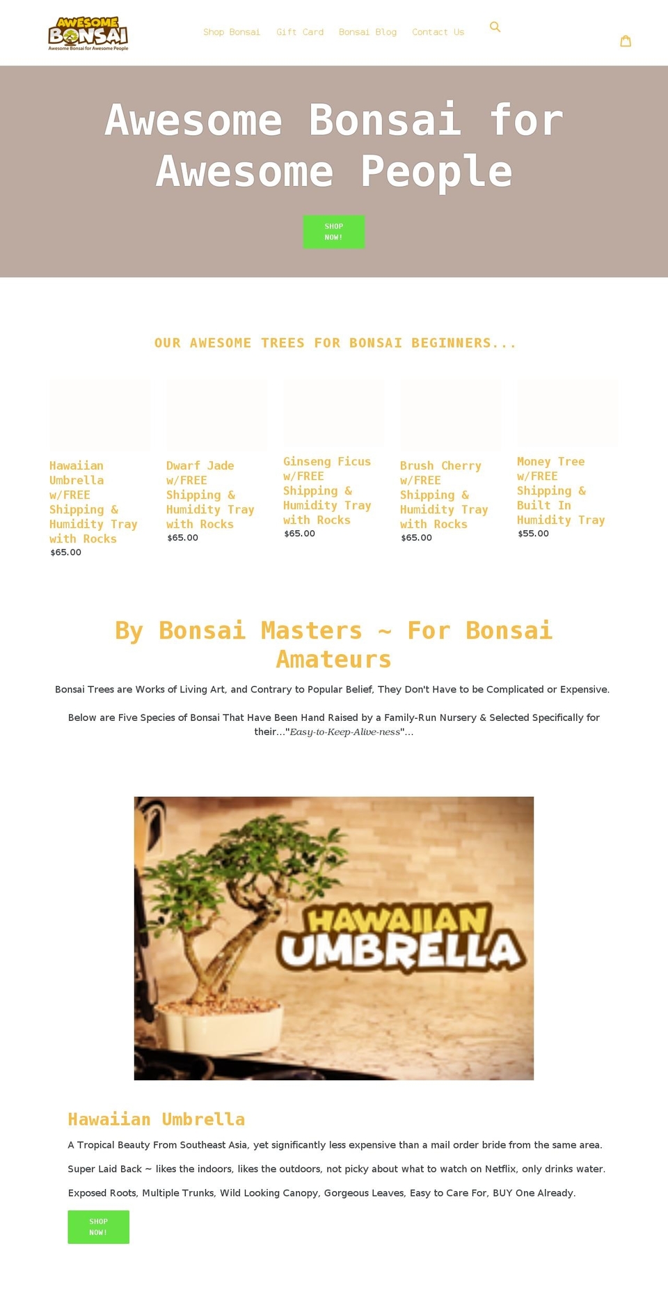 awesomebonsai.com shopify website screenshot