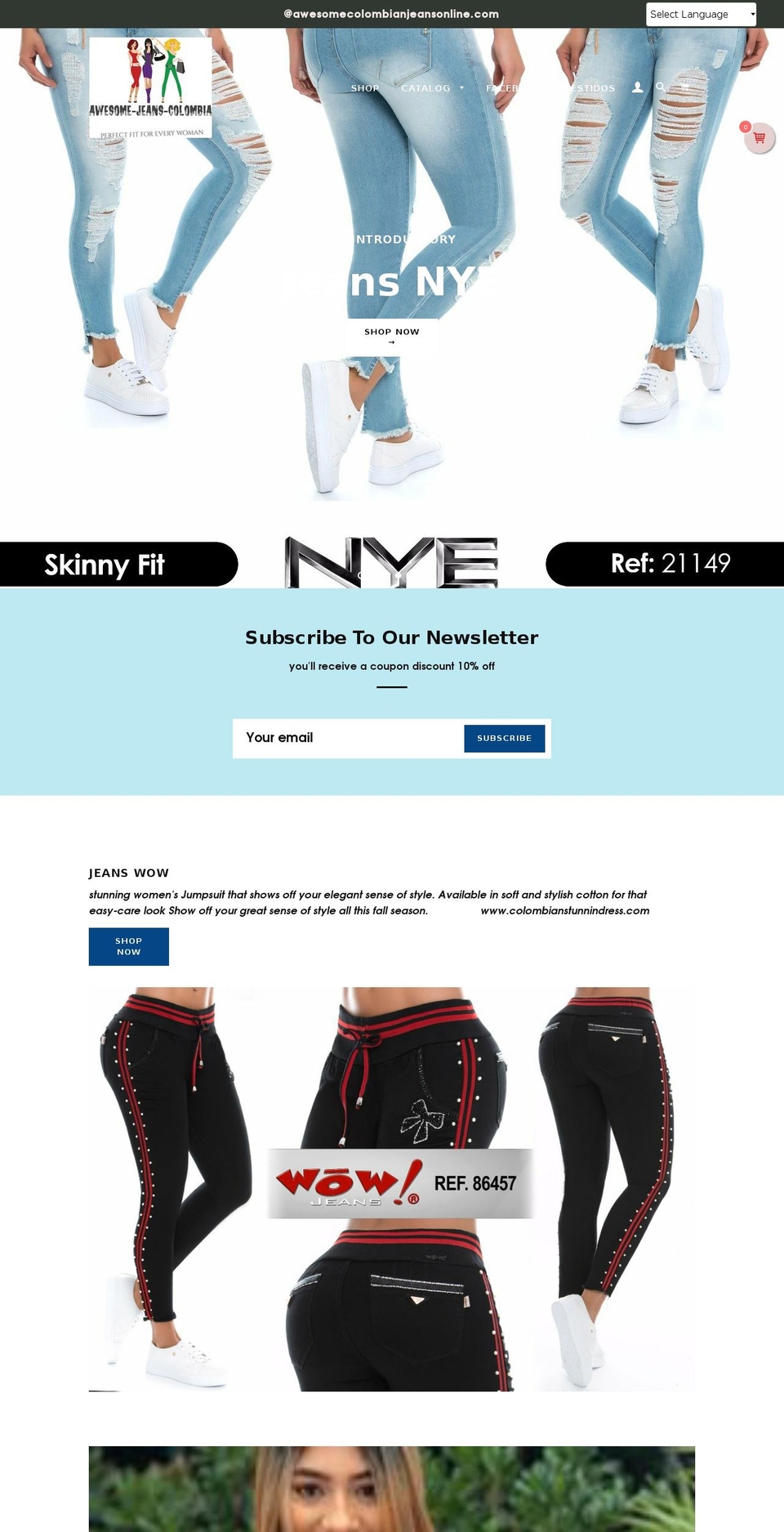 awesomecolombianjeansonline.com — Shopify storefront screenshot