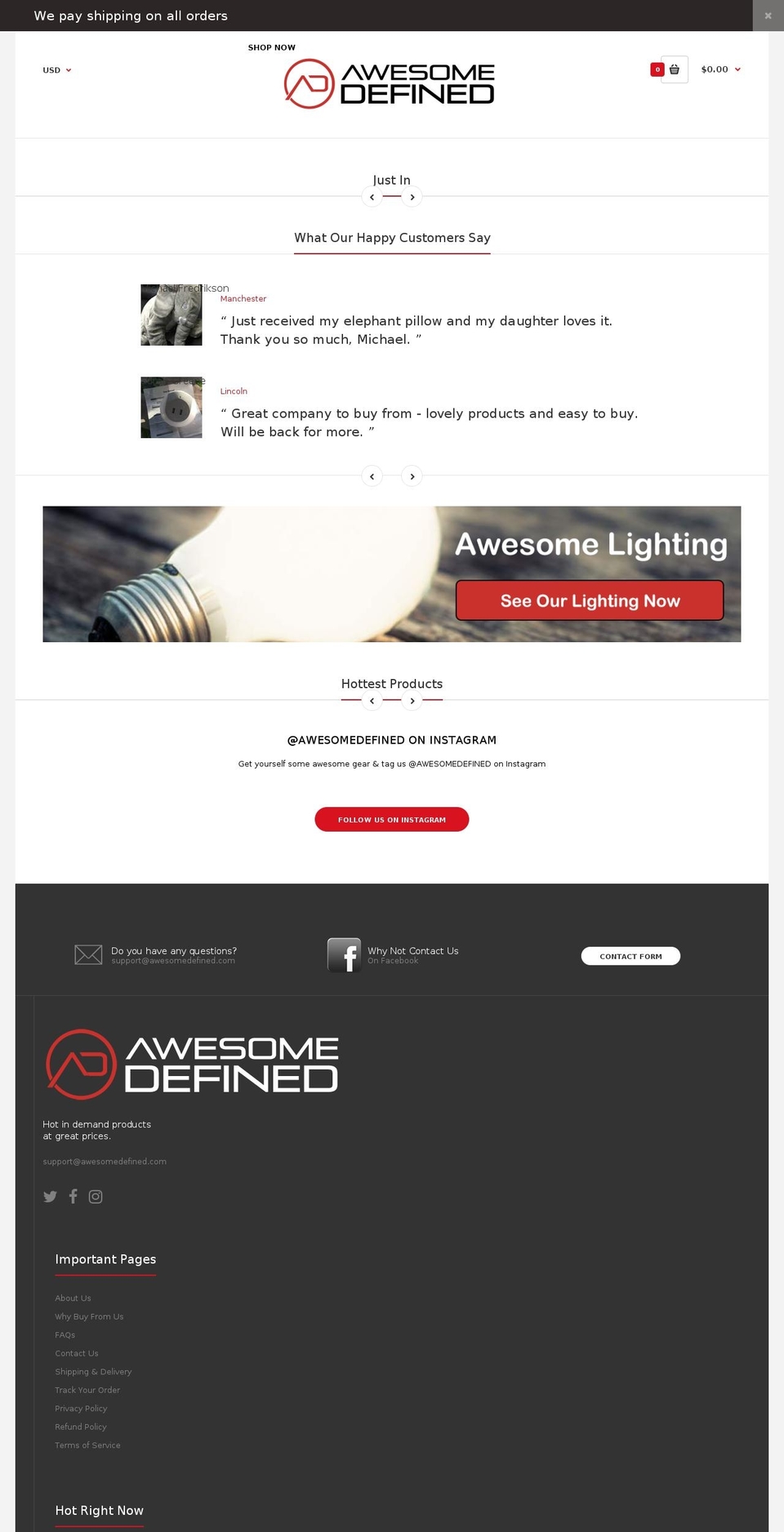 FASTOR Shopify theme site example awesomedefined.com