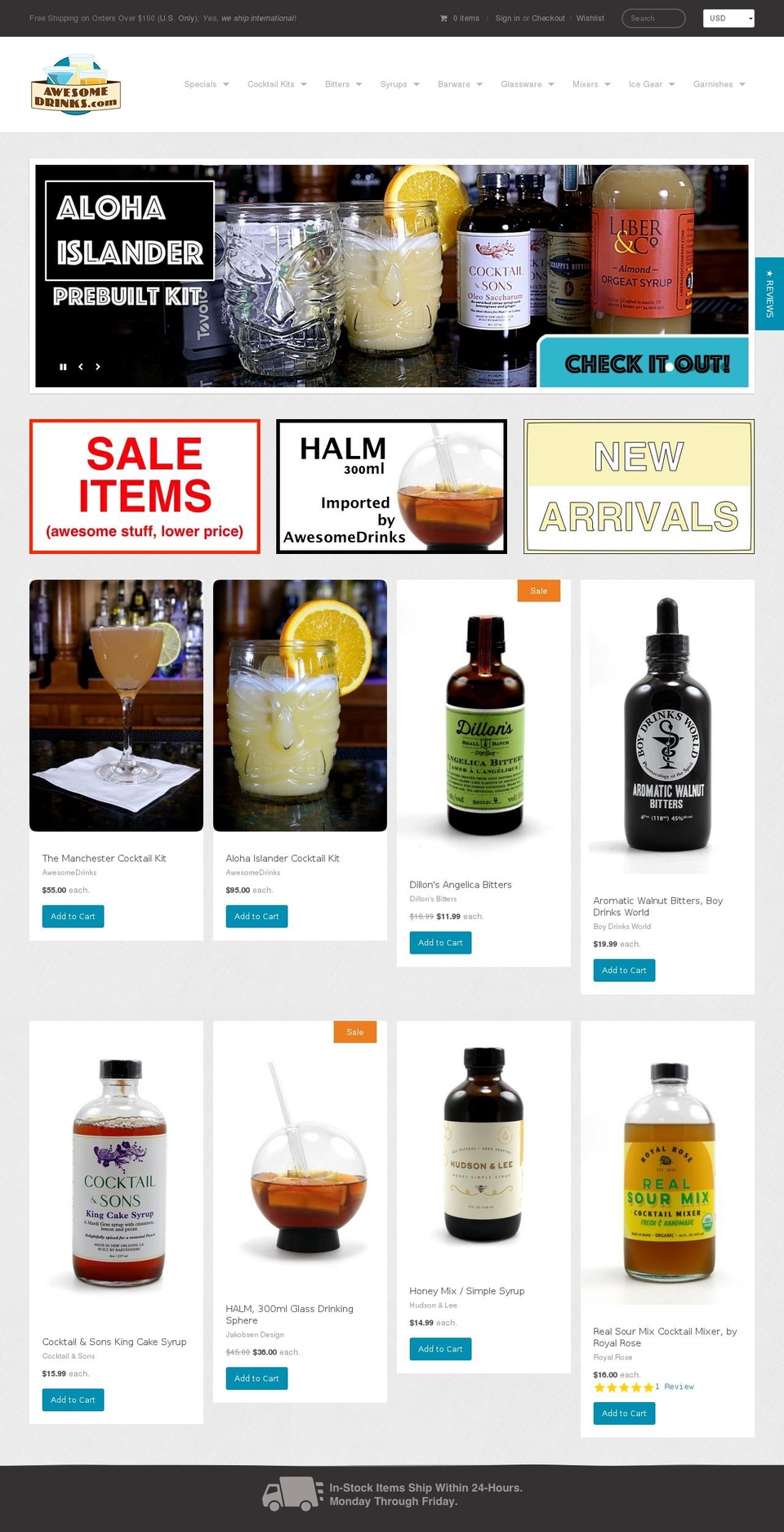 awesomedrinks.com shopify website screenshot