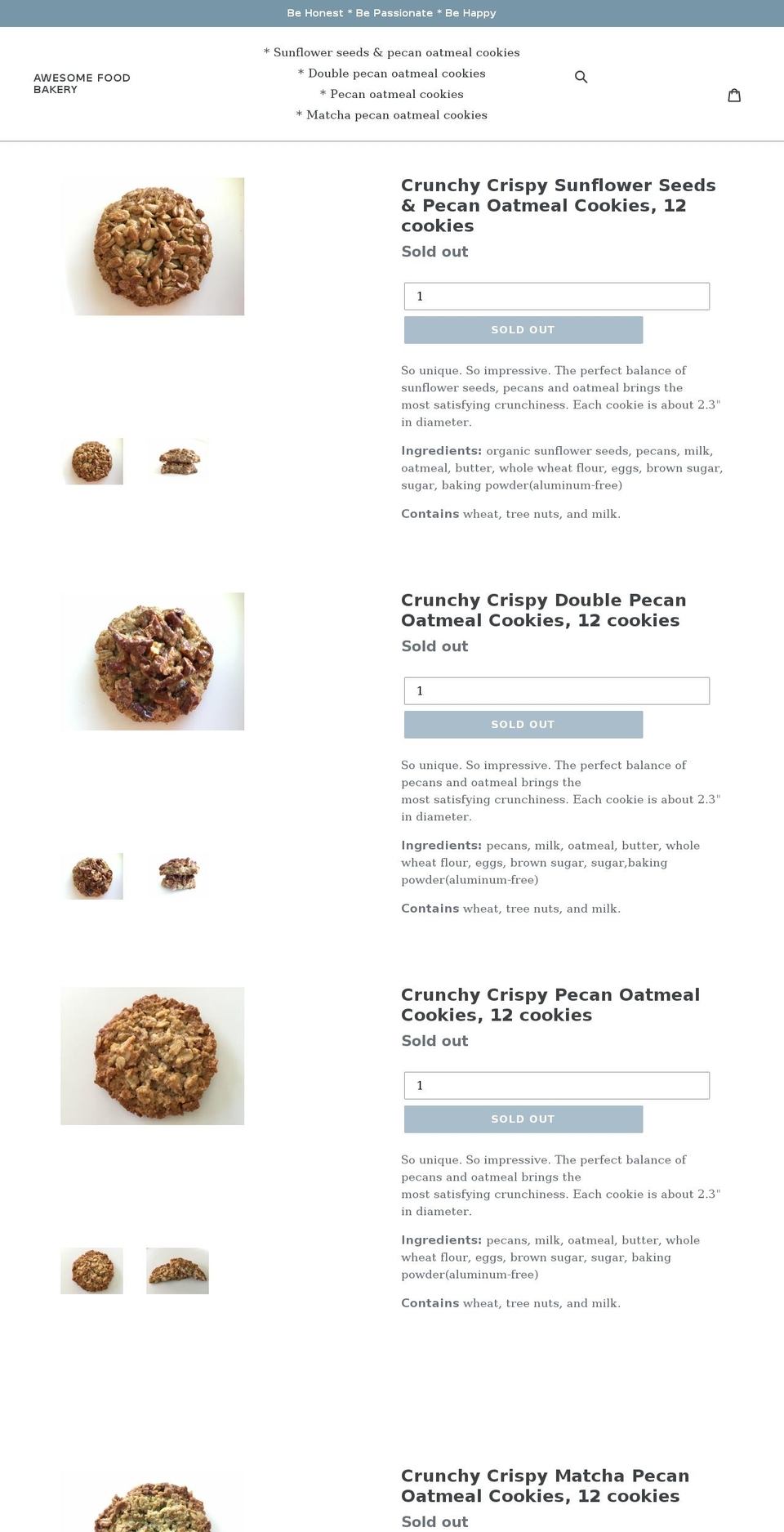 awesomefoodbakery.com shopify website screenshot