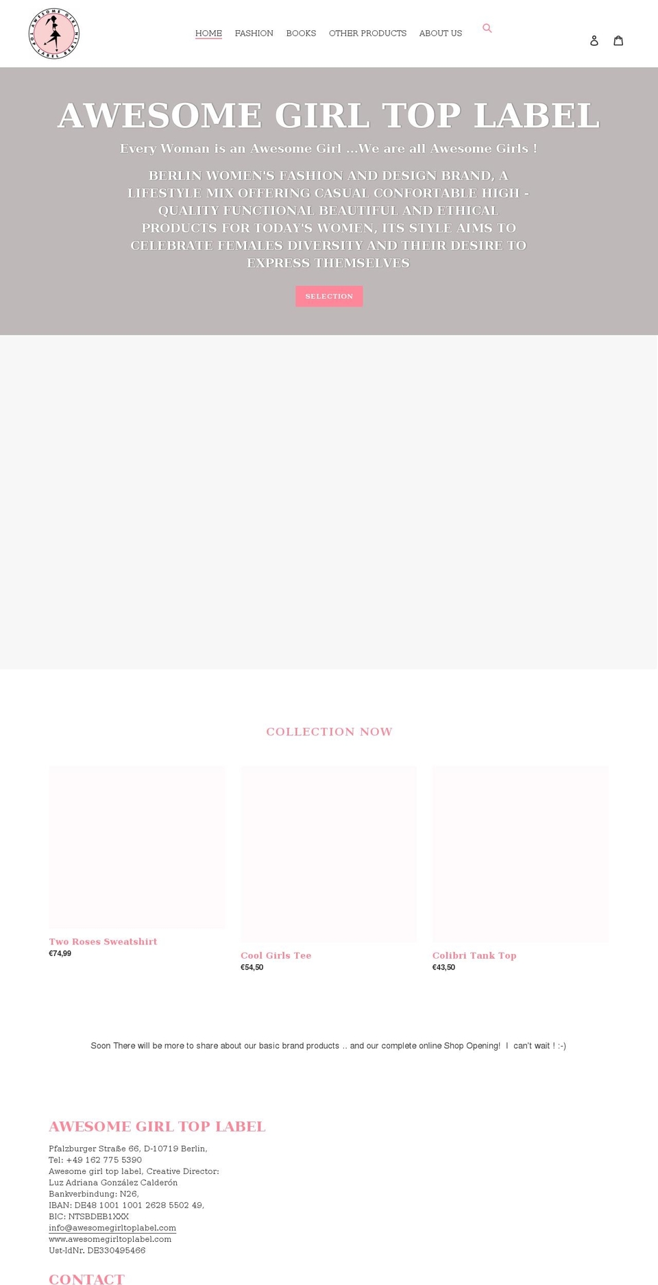 awesomegirltoplabel.com shopify website screenshot