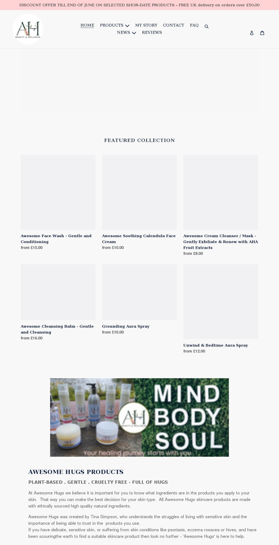 awesomehugs.com shopify website screenshot