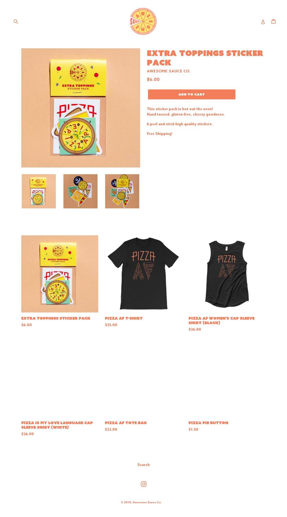 awesomesauce.pizza shopify website screenshot