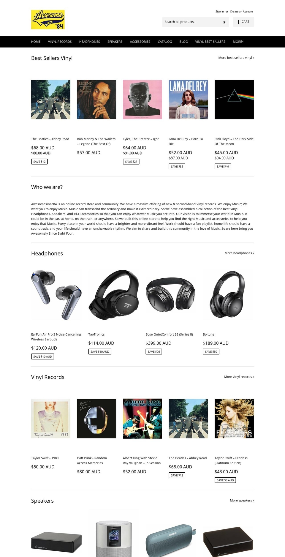 awesomesince84.com.au shopify website screenshot
