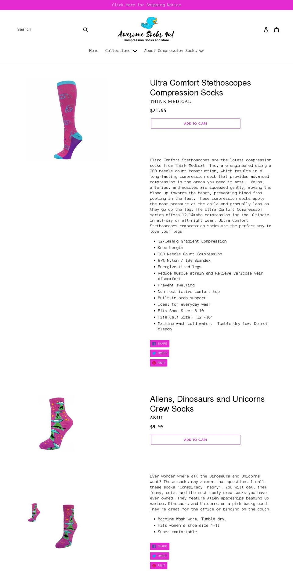 awesomesocks4u.com shopify website screenshot