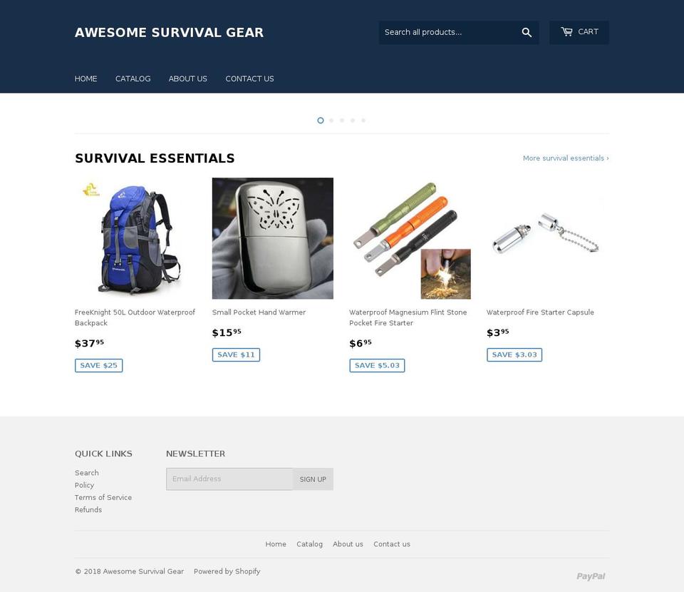 awesomesurvivalgear.net shopify website screenshot