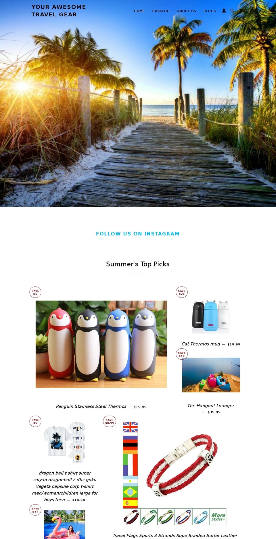 awesometravelgear.com — Shopify storefront screenshot