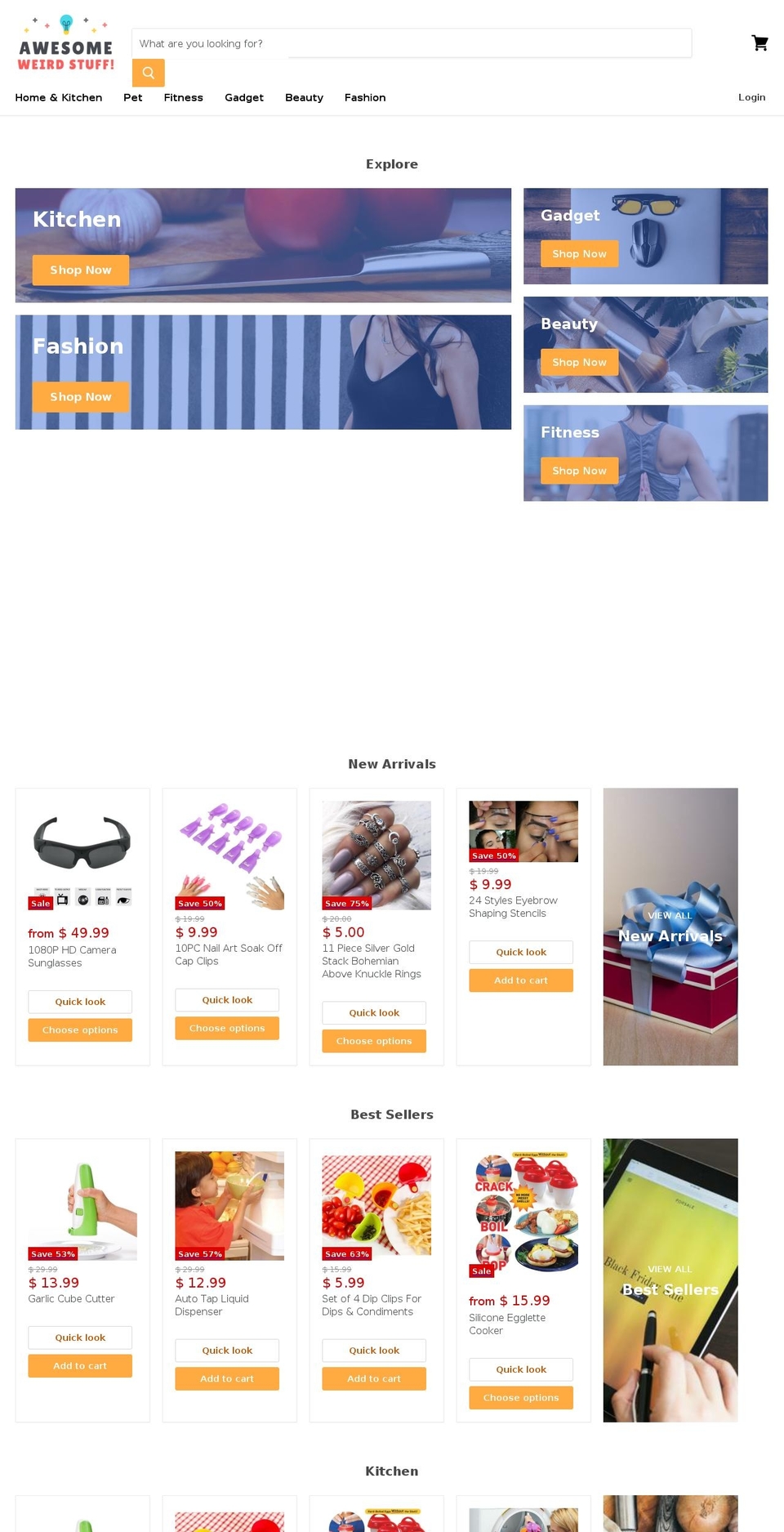 awesomeweirdstuff.com — Shopify storefront screenshot