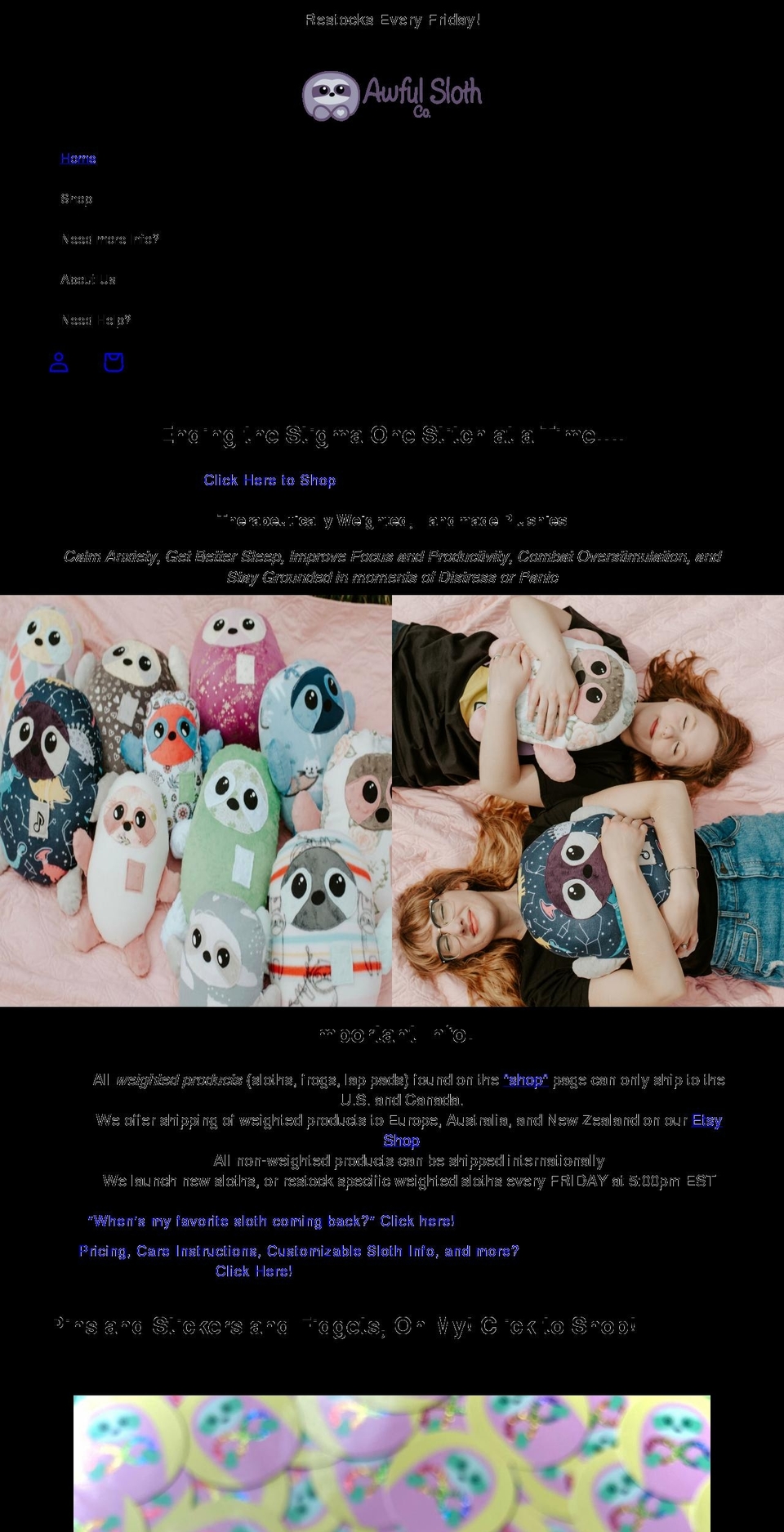 awfulsloth.com shopify website screenshot