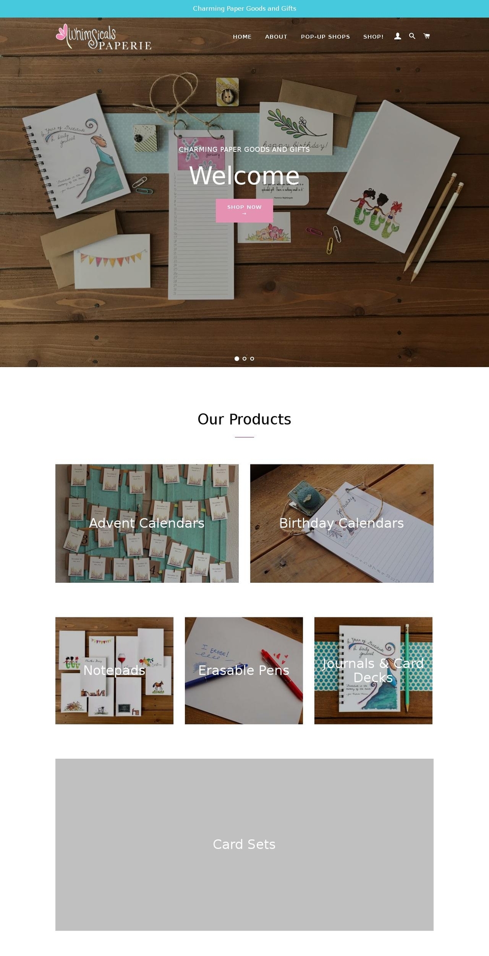 awhimsicalpaperie.com — Shopify storefront screenshot