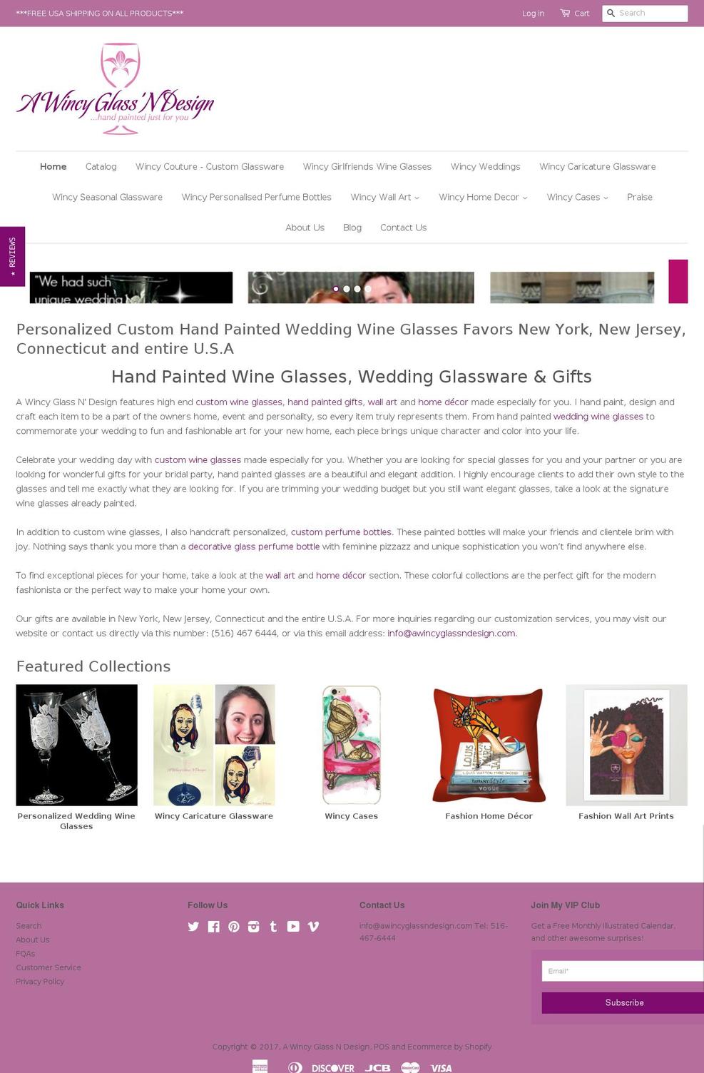 awincyglassndesign.com shopify website screenshot