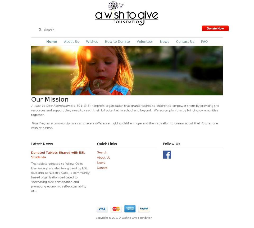 awishtogive.org shopify website screenshot