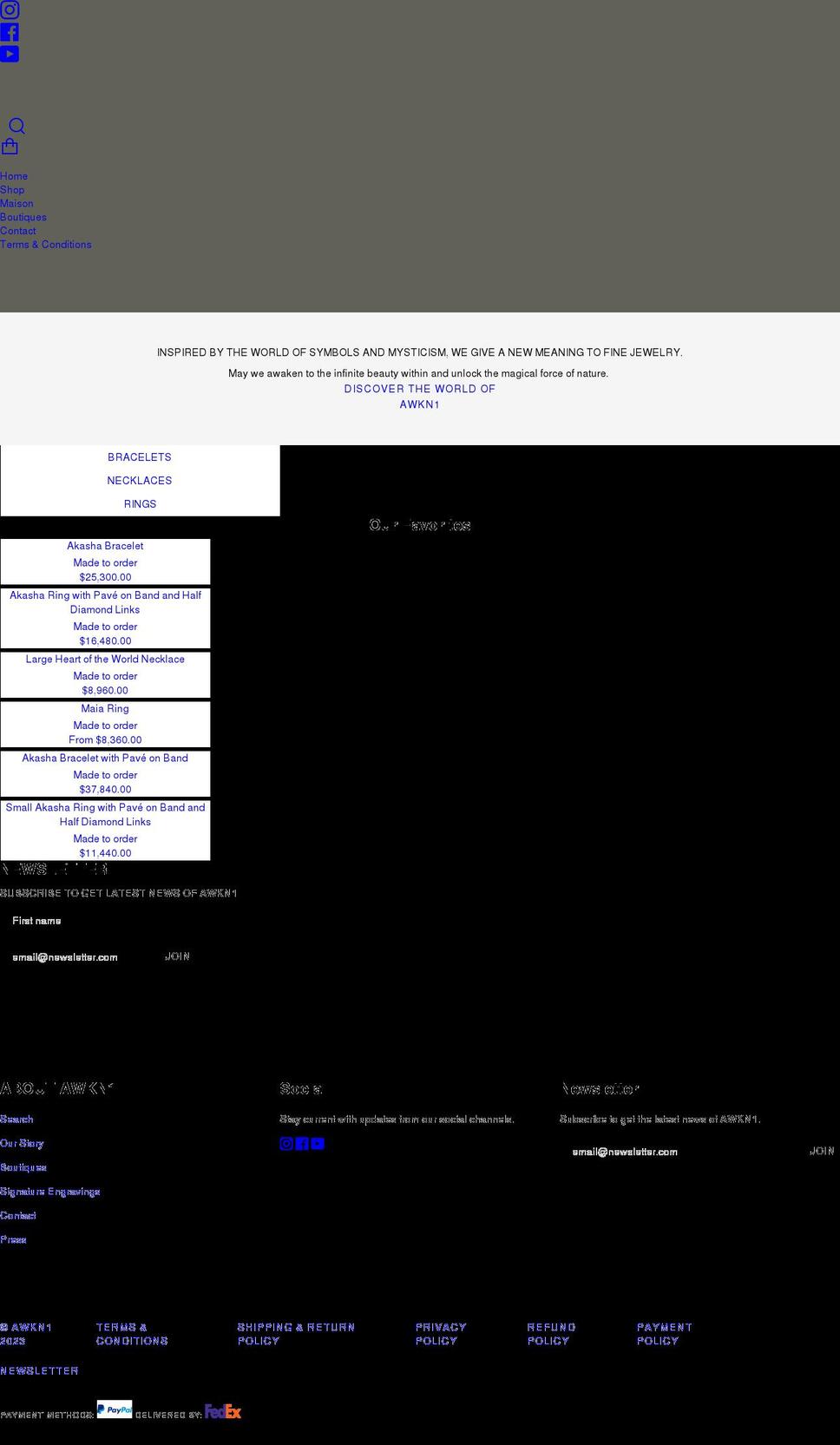 awkn1.com shopify website screenshot
