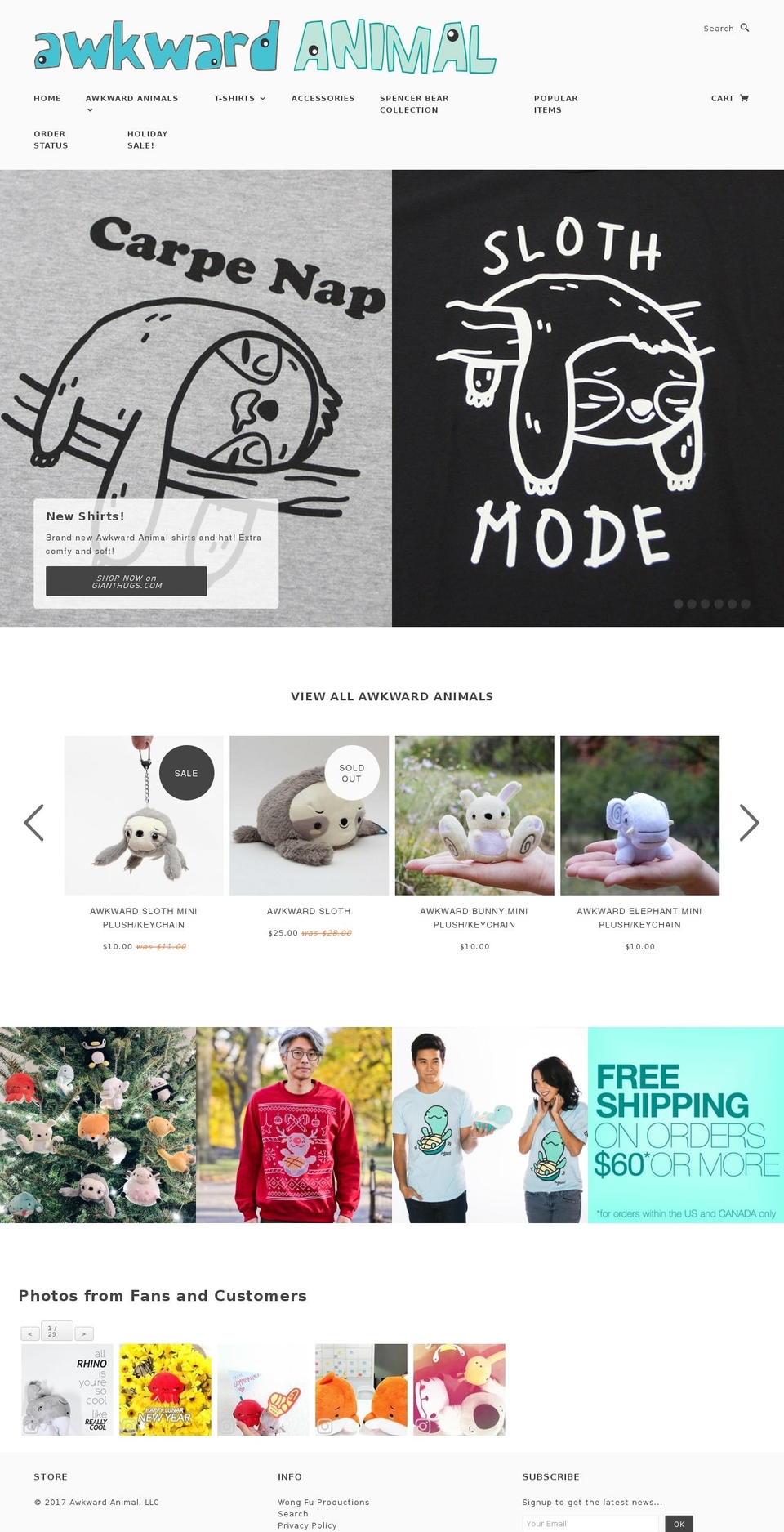 awkwardanimals.com shopify website screenshot