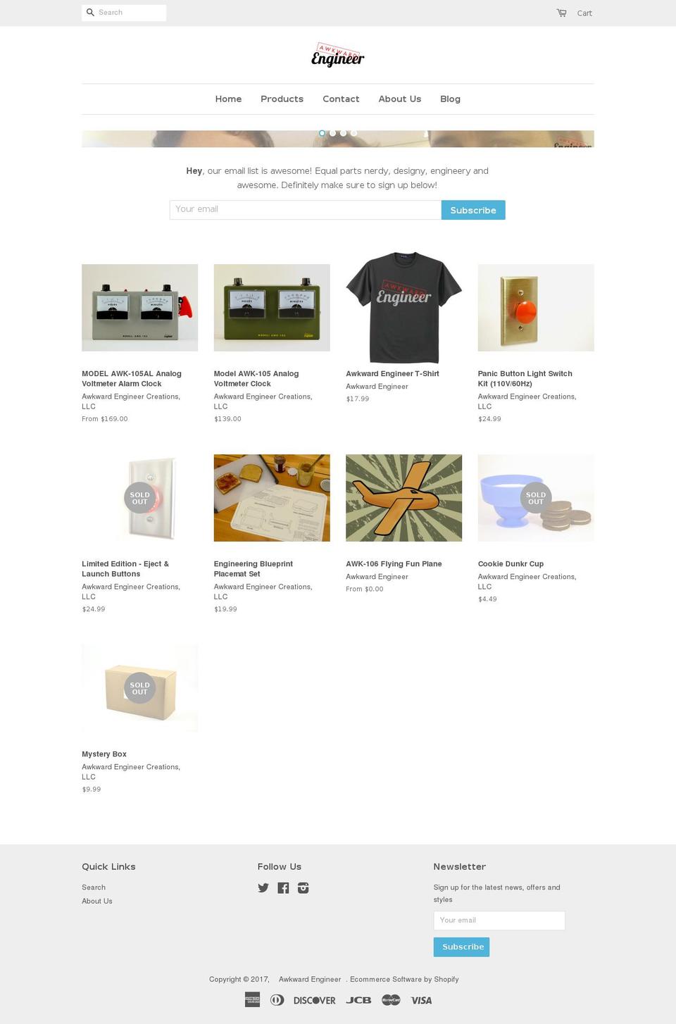 awkwardengineer.com shopify website screenshot