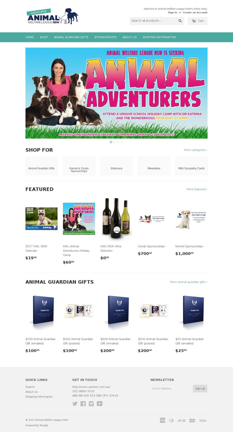 awlnswshop.com shopify website screenshot
