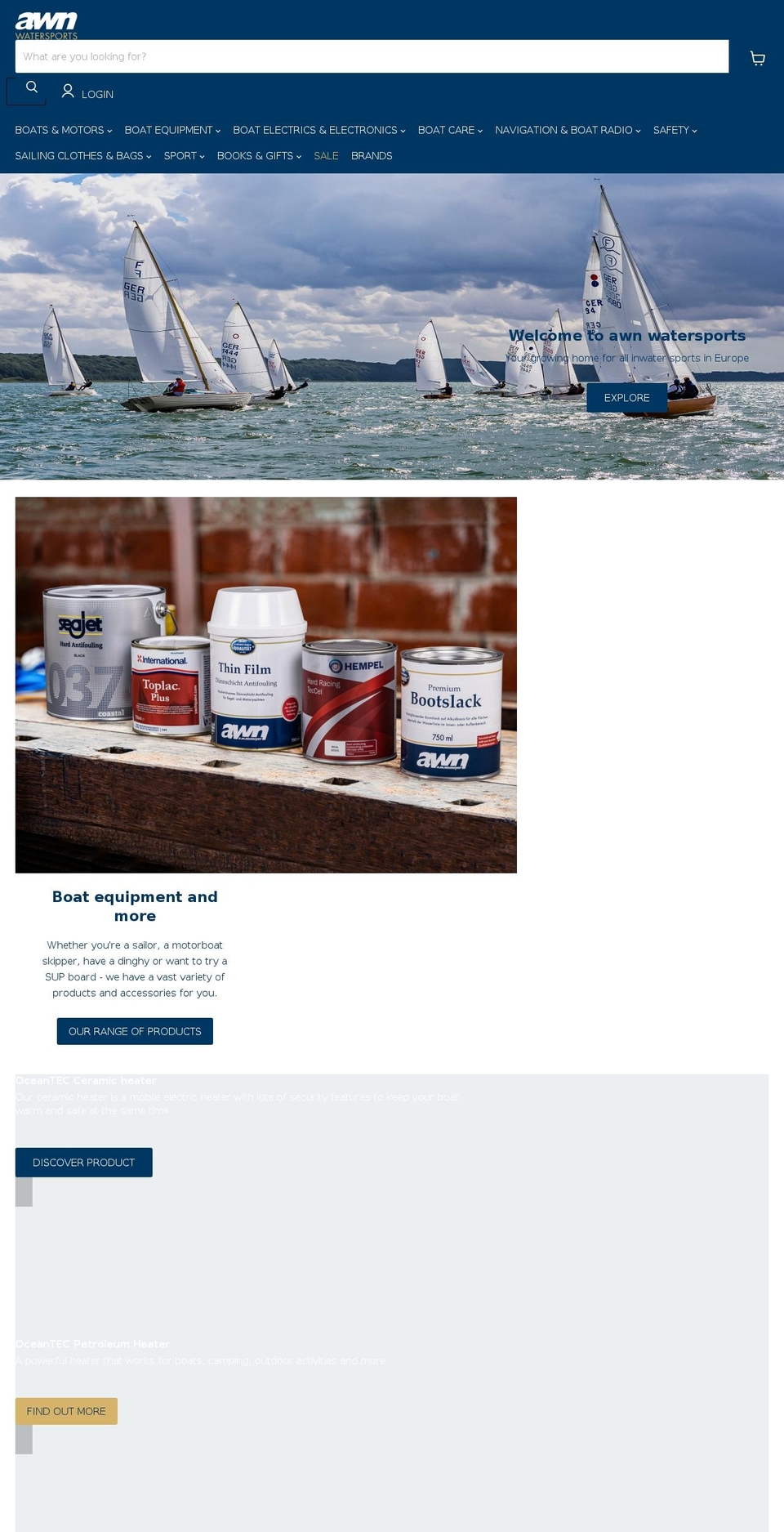 Sports Shopify theme site example awn-watersports.com