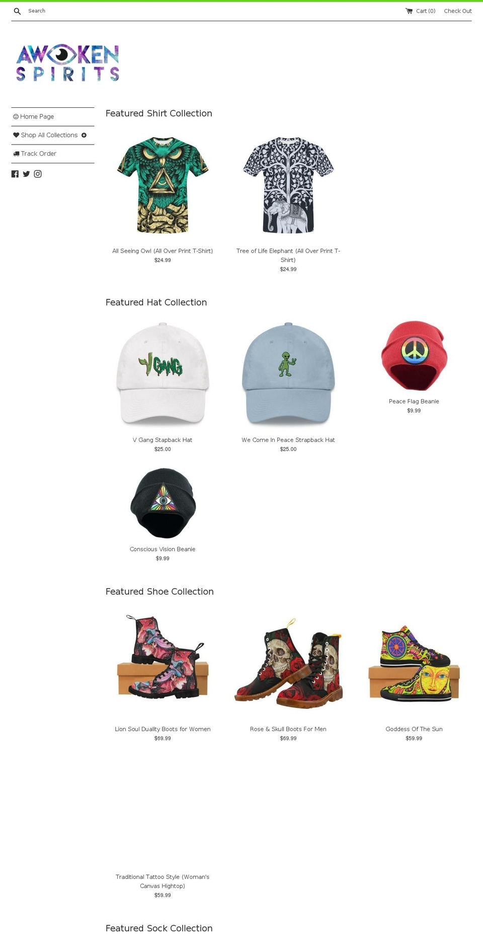awokenspirits.com — Shopify storefront screenshot