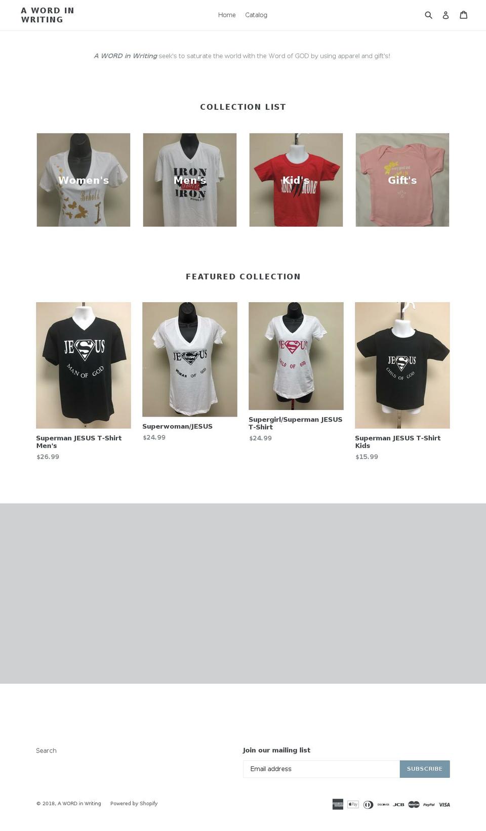 awordinwriting.com — Shopify storefront screenshot