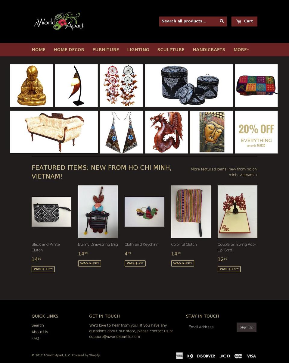 aworldapartllc.com shopify website screenshot
