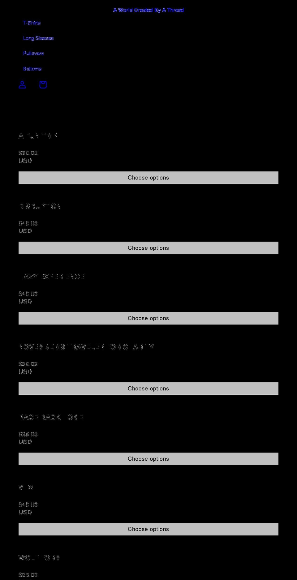 aworldcreatedbyathread.com shopify website screenshot