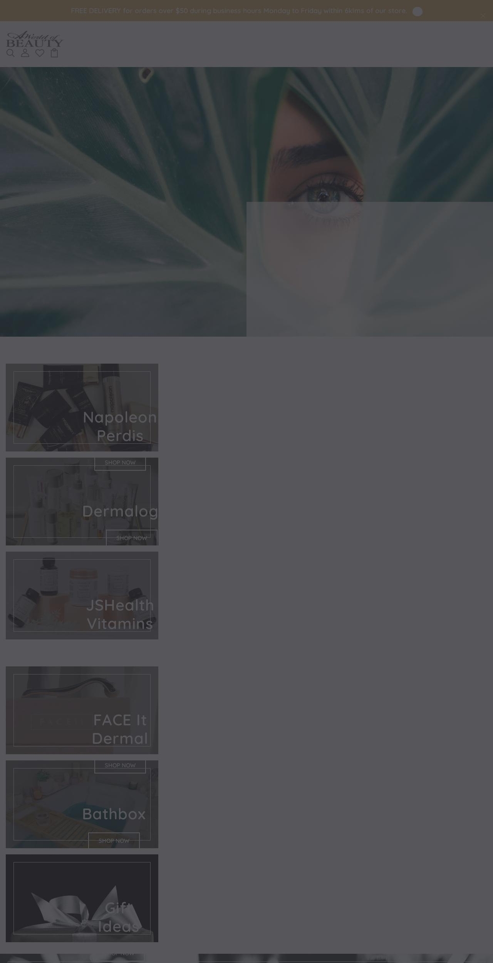 aworldofbeauty.com.au shopify website screenshot