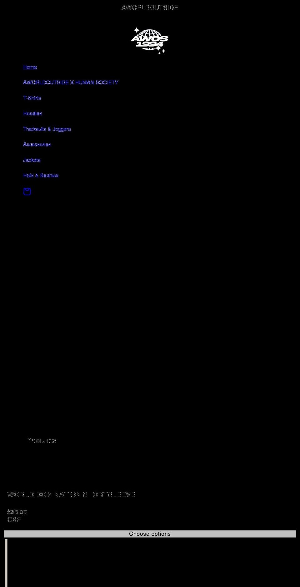 aworldoutside.com shopify website screenshot