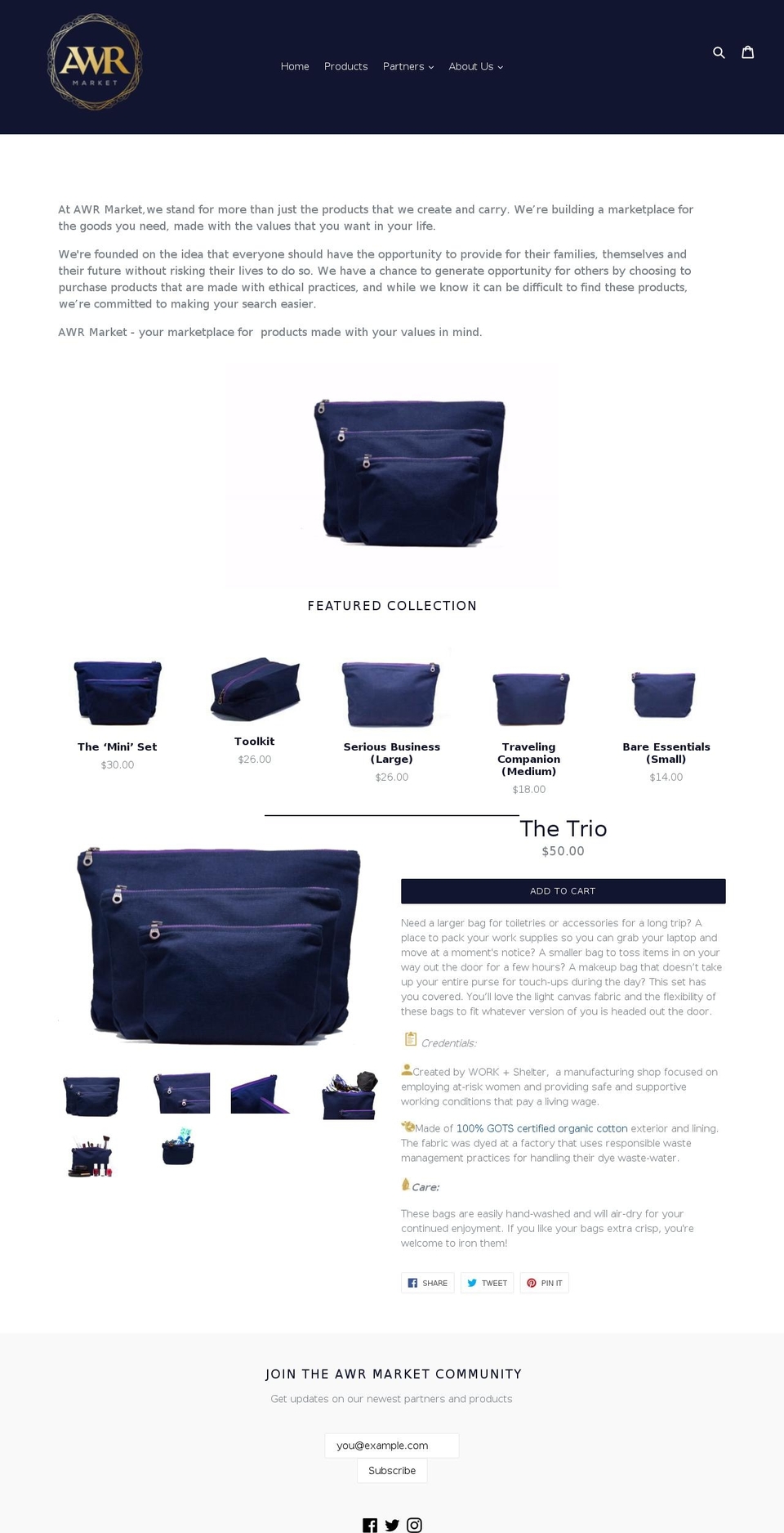 awrmarket.com — Shopify storefront screenshot