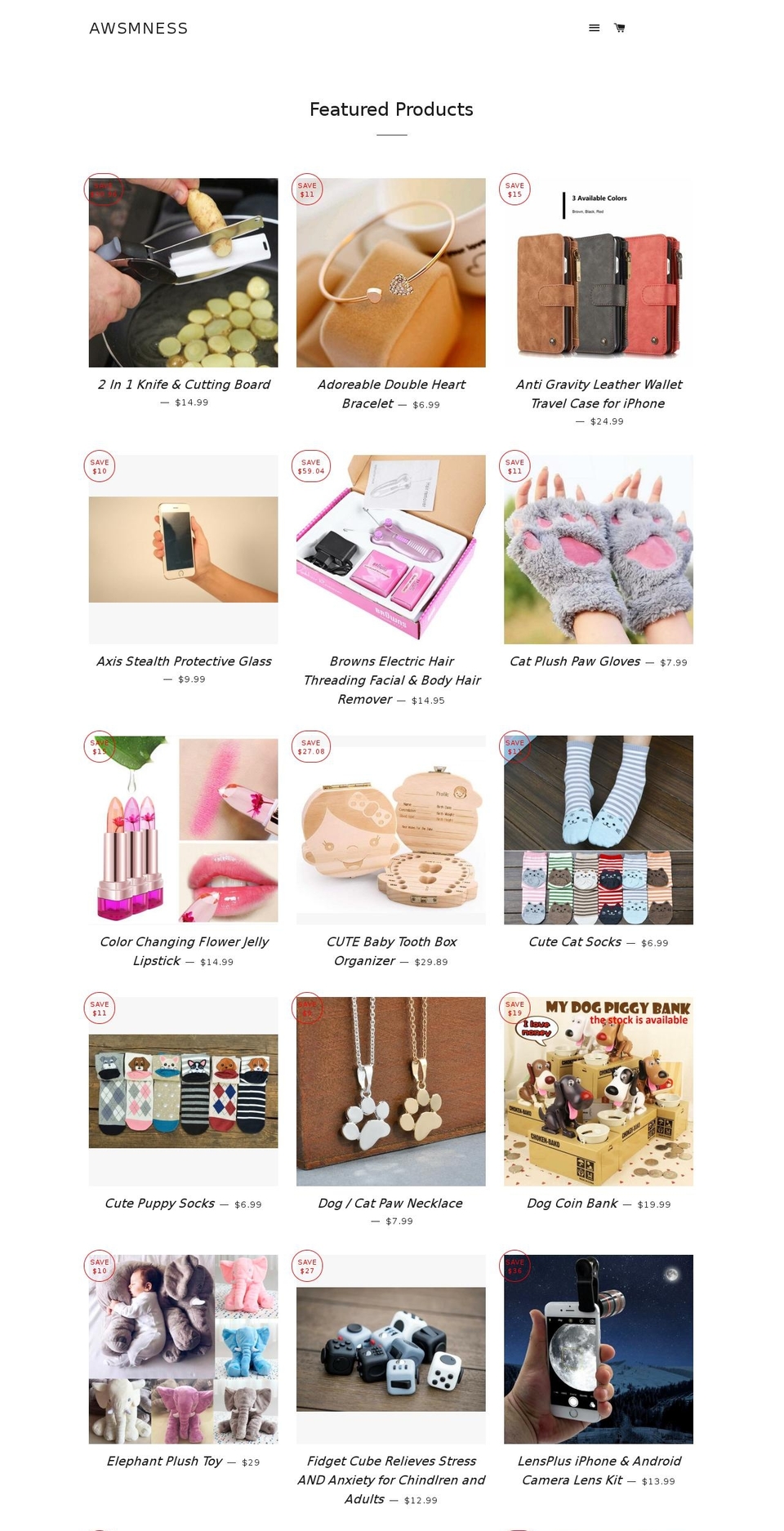 awsmness.com shopify website screenshot