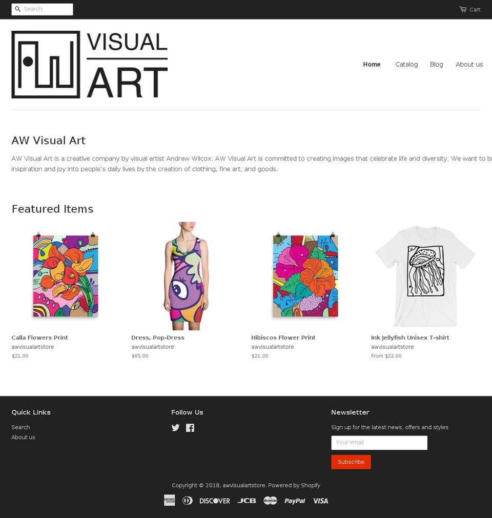 awvisualartstore.com shopify website screenshot