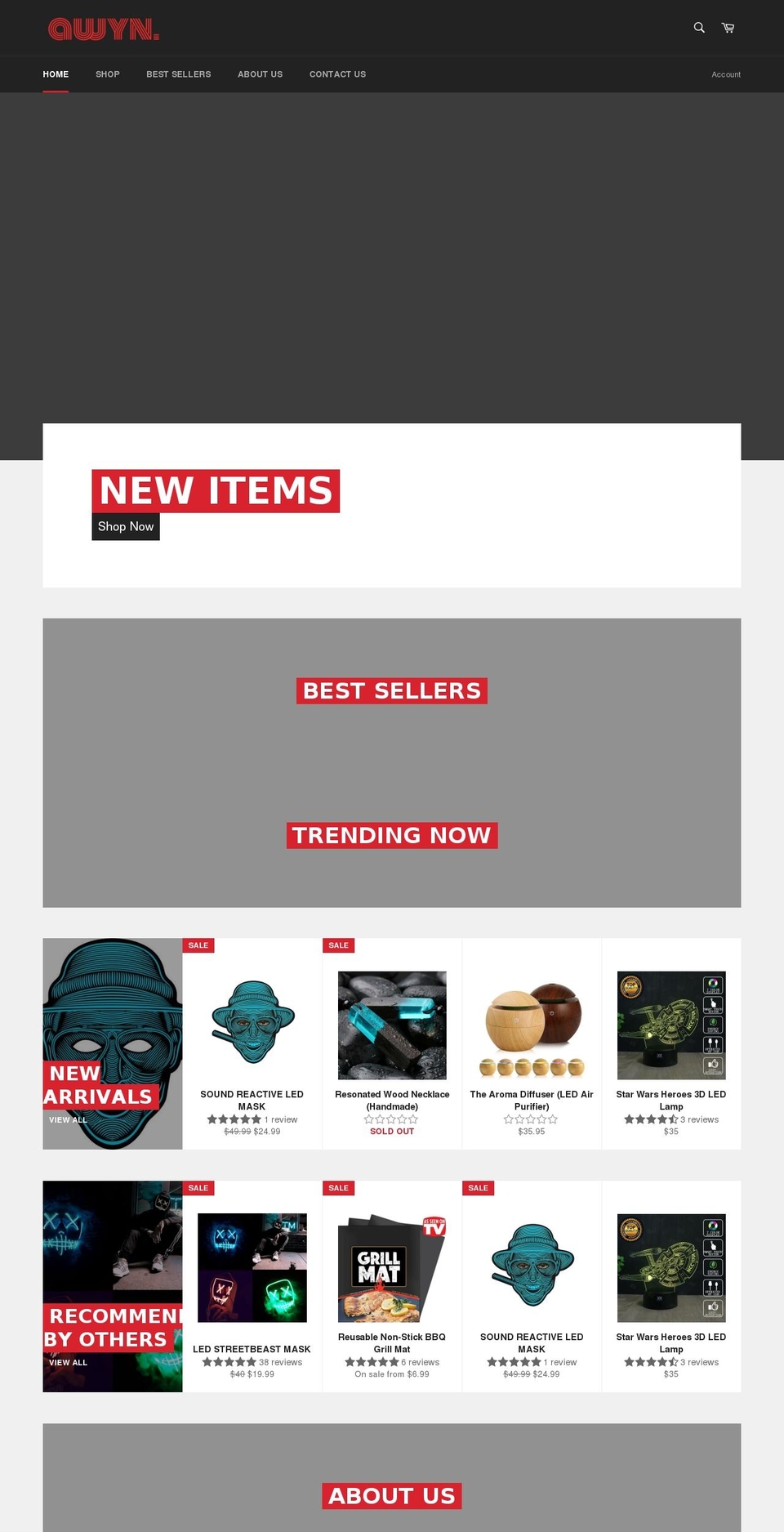 awyn.us shopify website screenshot