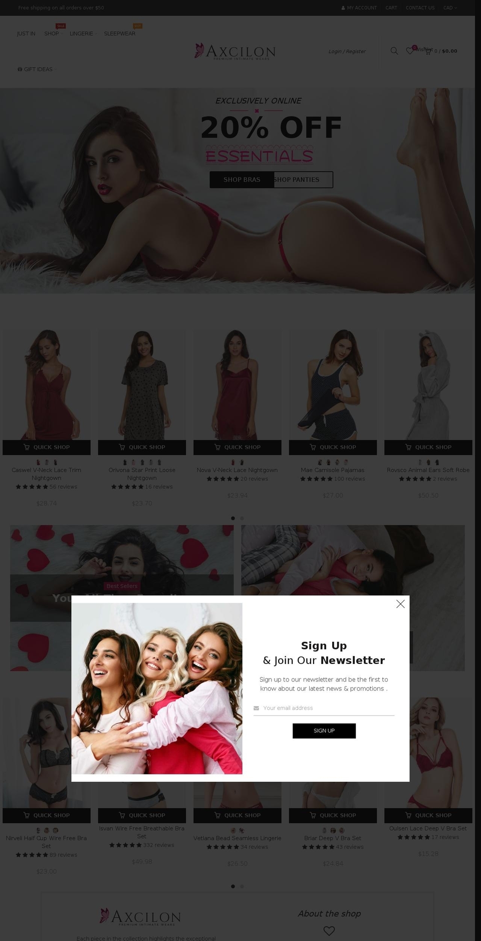 axcilon.com shopify website screenshot