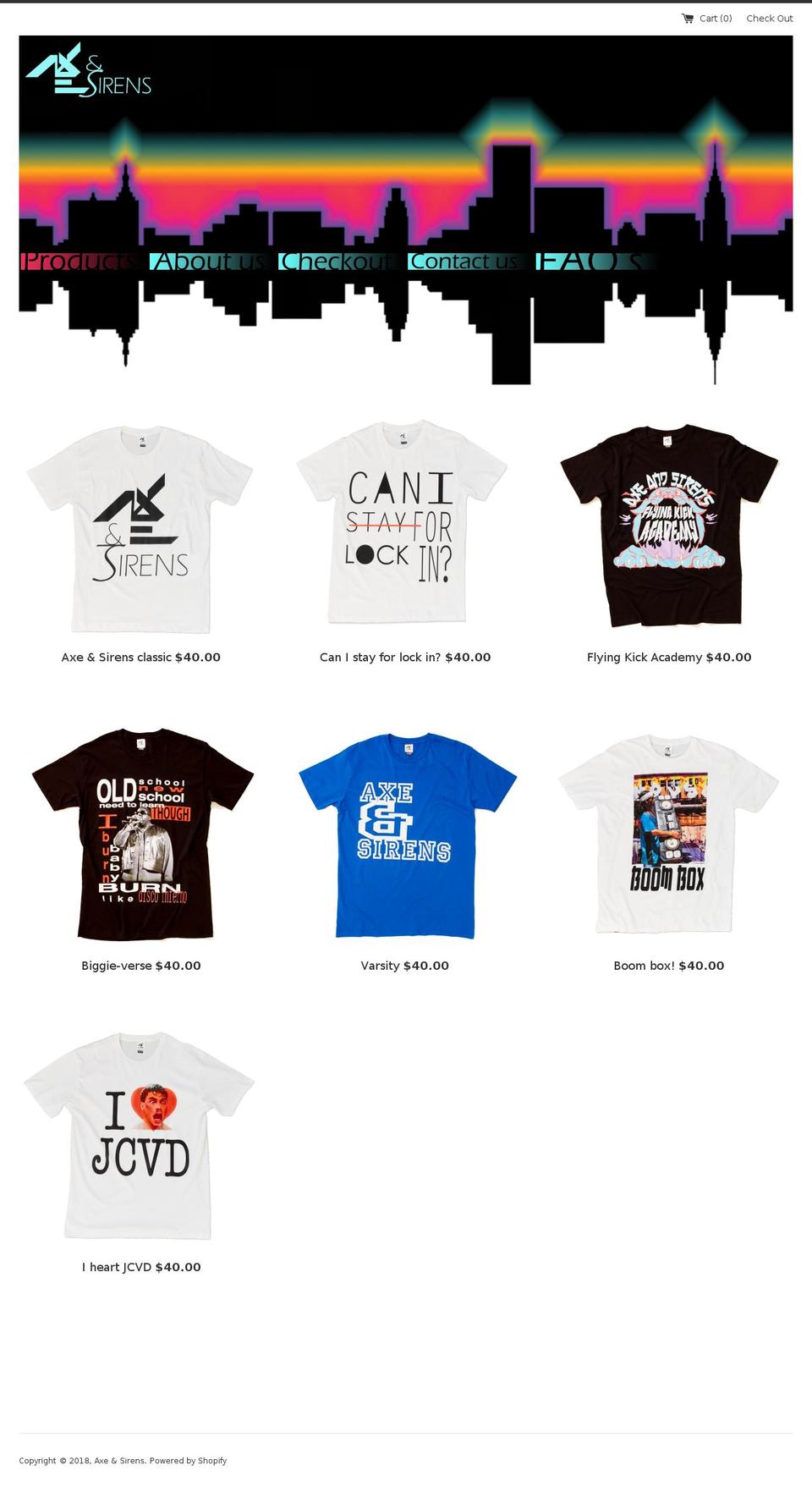 axeandsirens.com — Shopify storefront screenshot