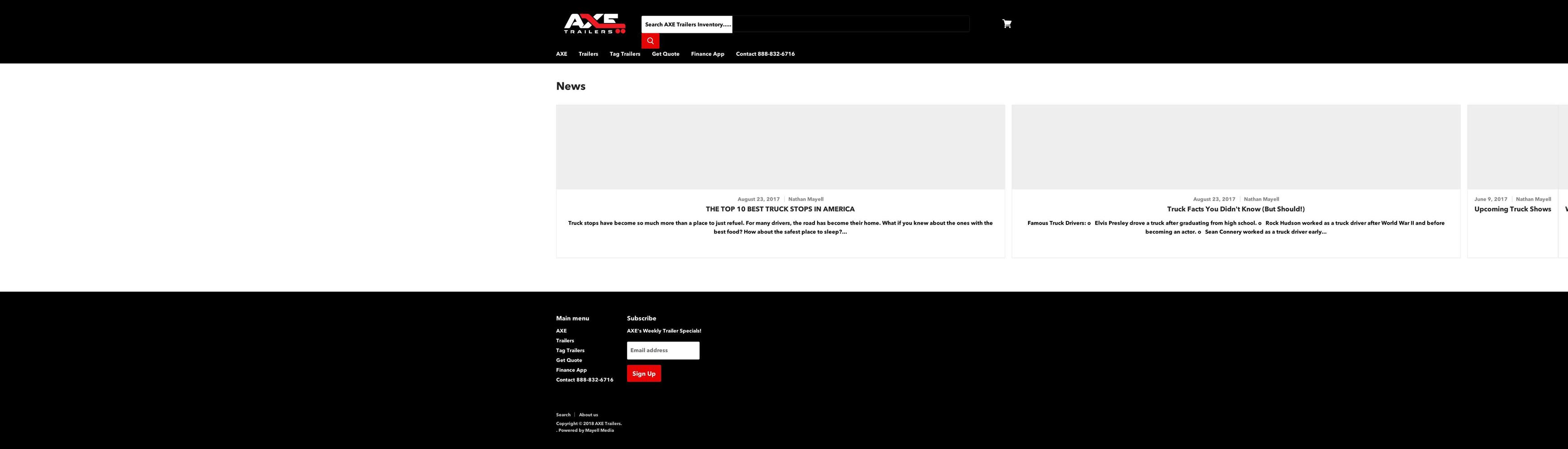 AXE Trailers Shopify theme site example axeblog.com