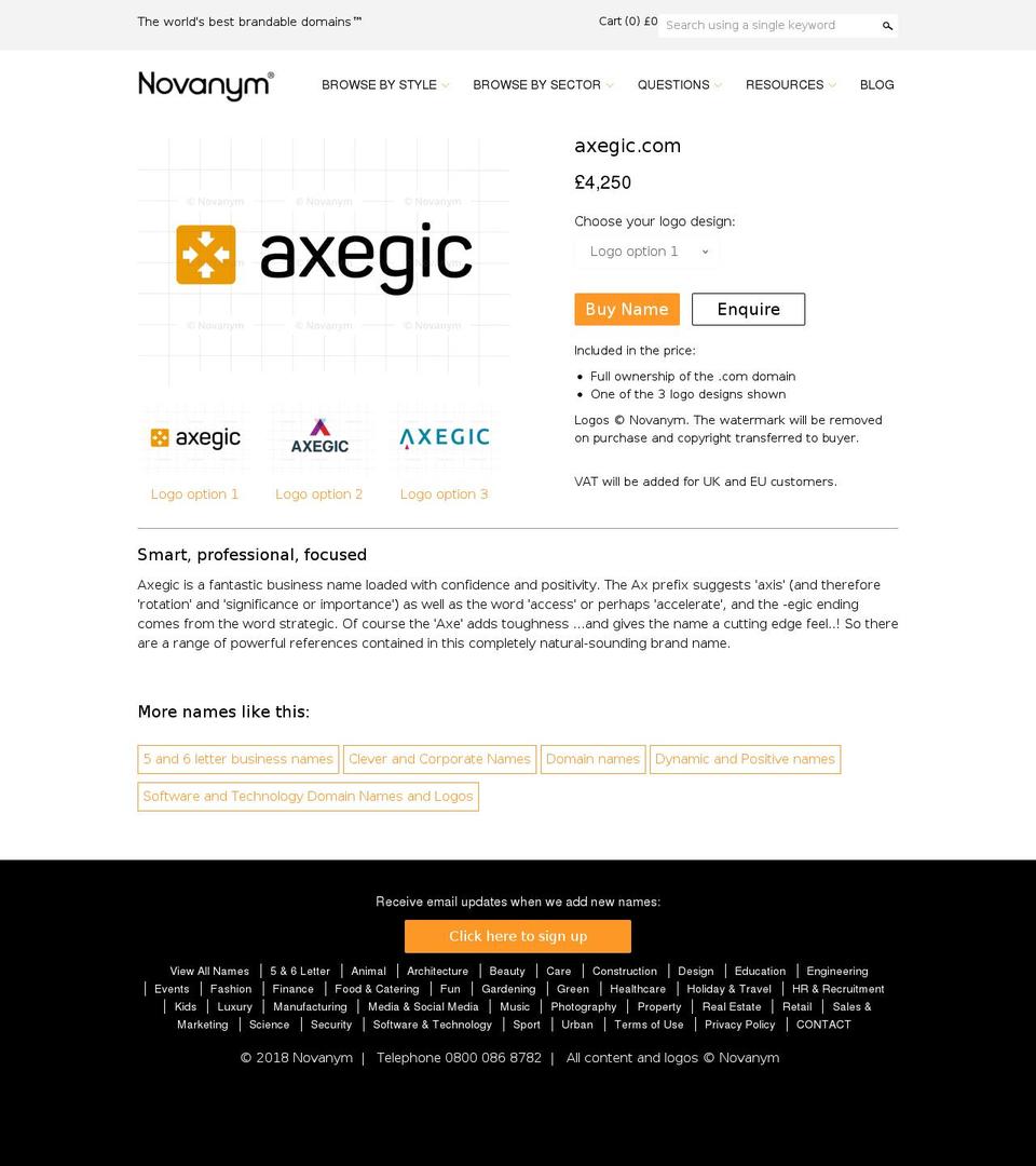 axegic.com — Shopify storefront screenshot