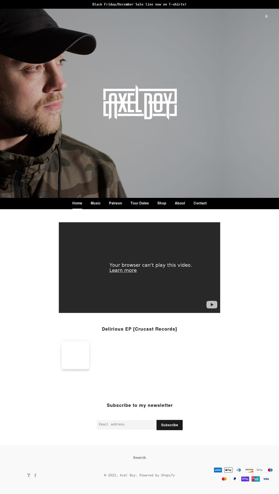 axelboymusic.com shopify website screenshot