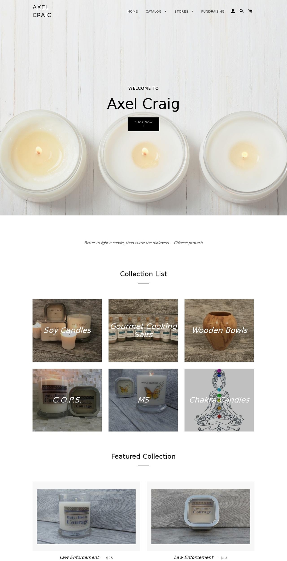 axelcraig.com — Shopify storefront screenshot