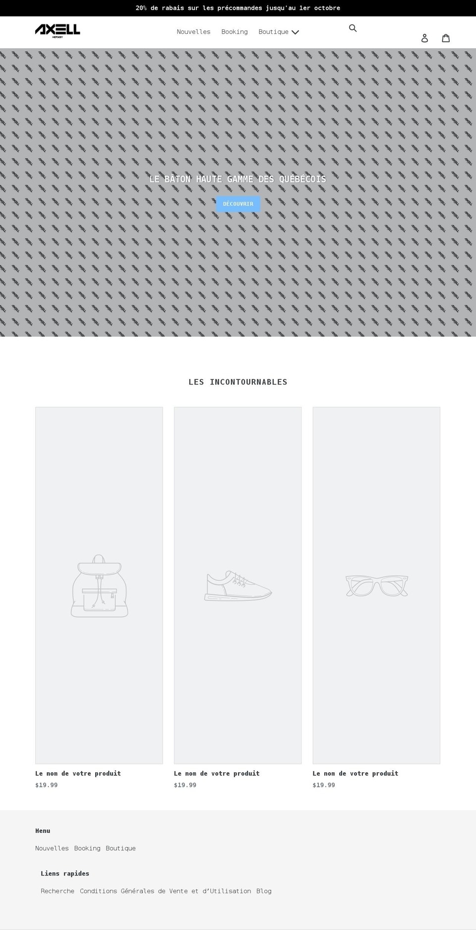 axellhockey.com shopify website screenshot