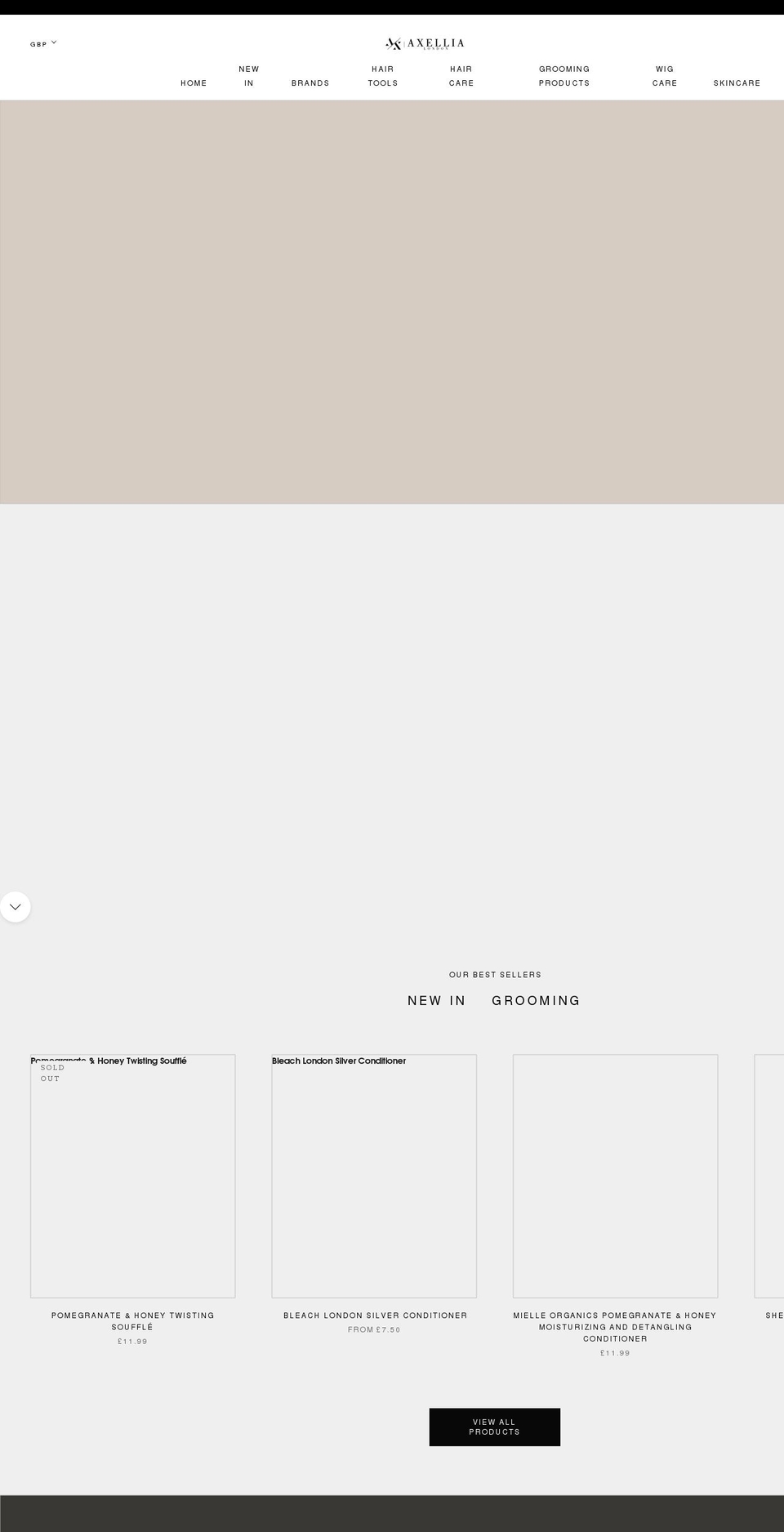 axellialondon.com shopify website screenshot