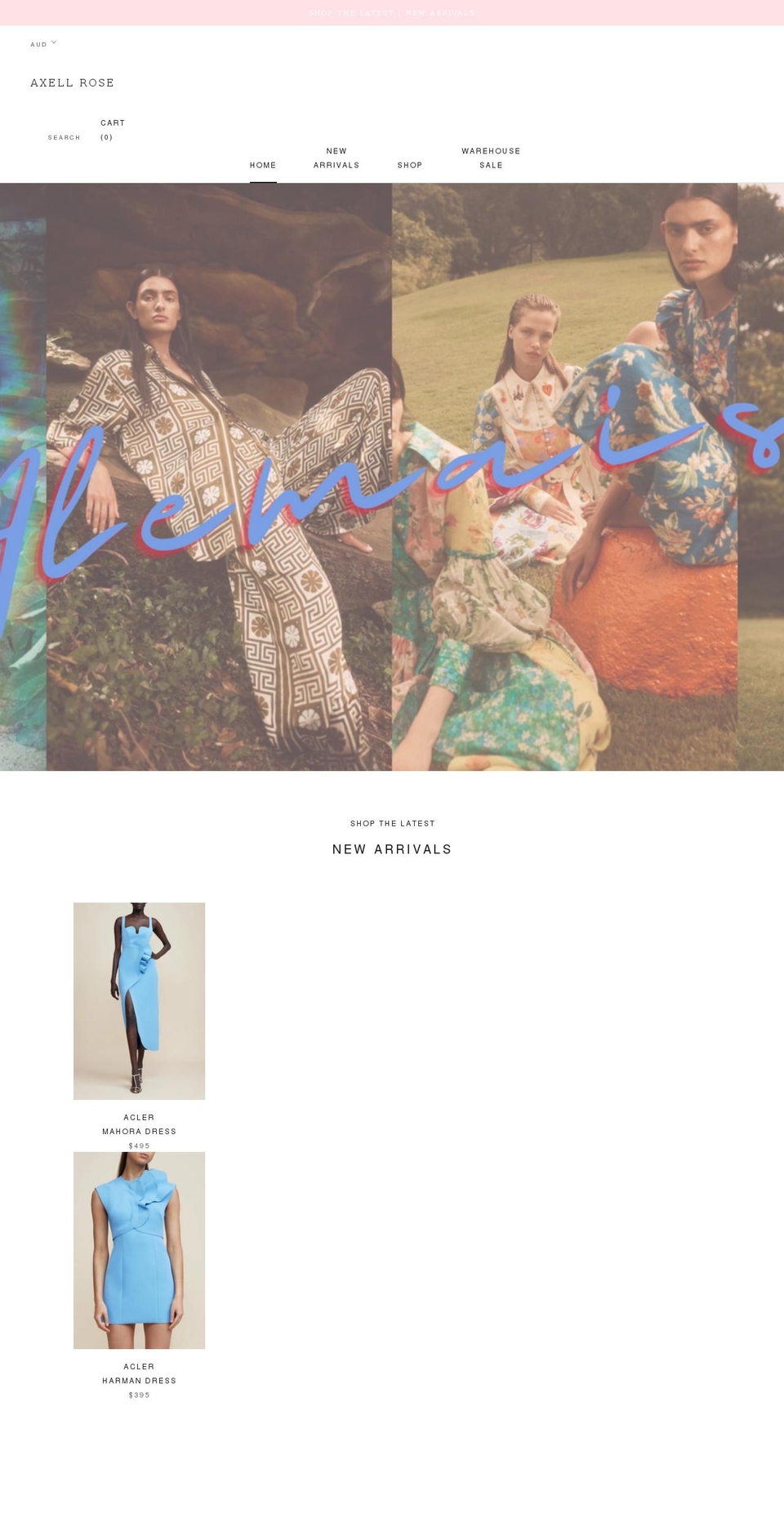 axellrose.com.au shopify website screenshot