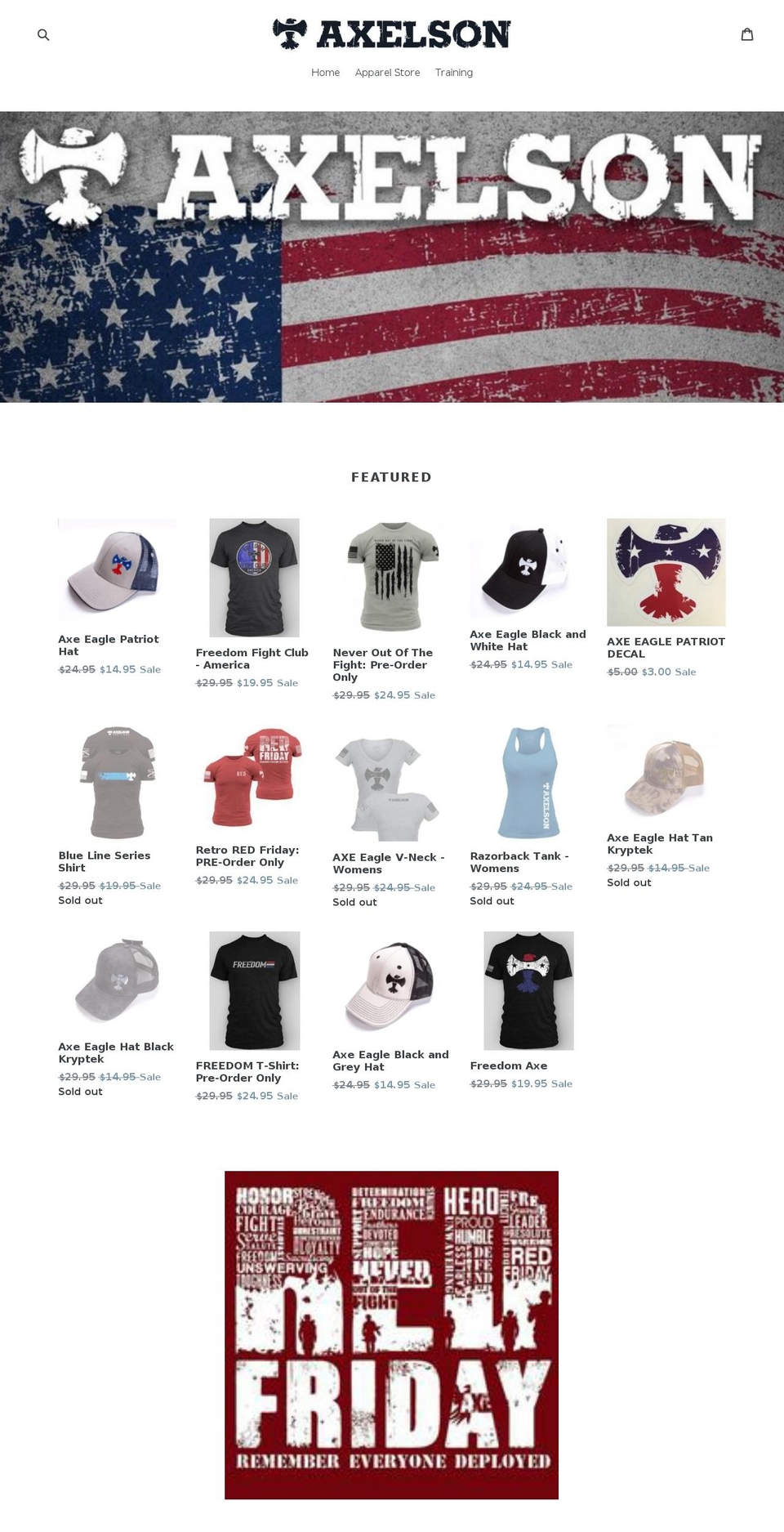 axelsonapparel.com — Shopify storefront screenshot