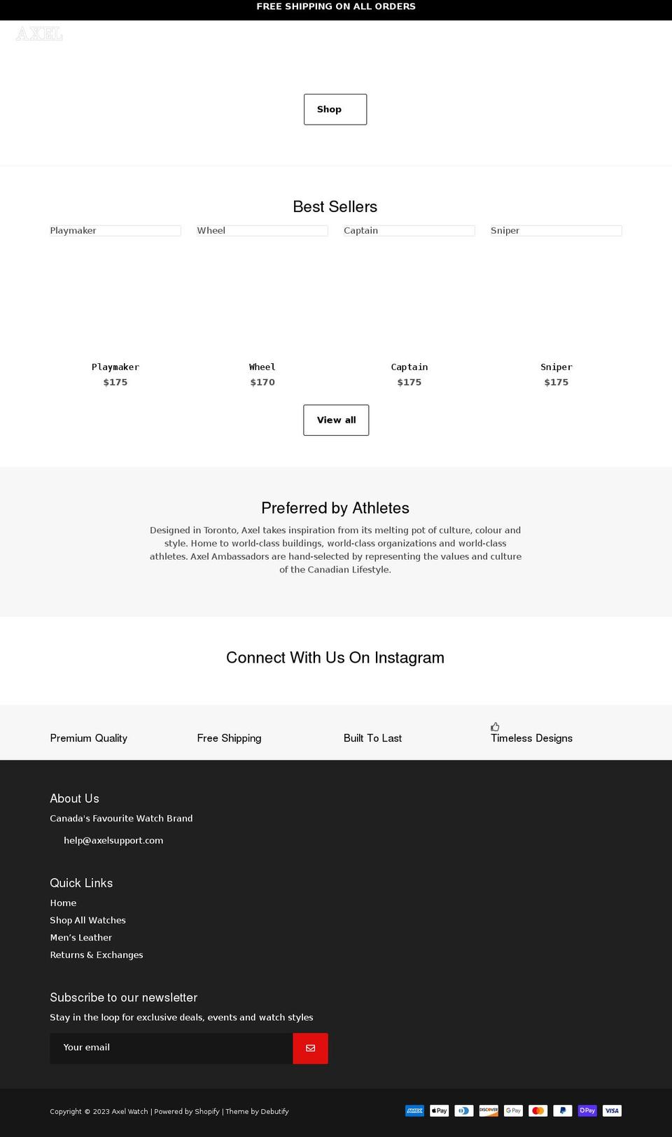 axelwatch.com shopify website screenshot