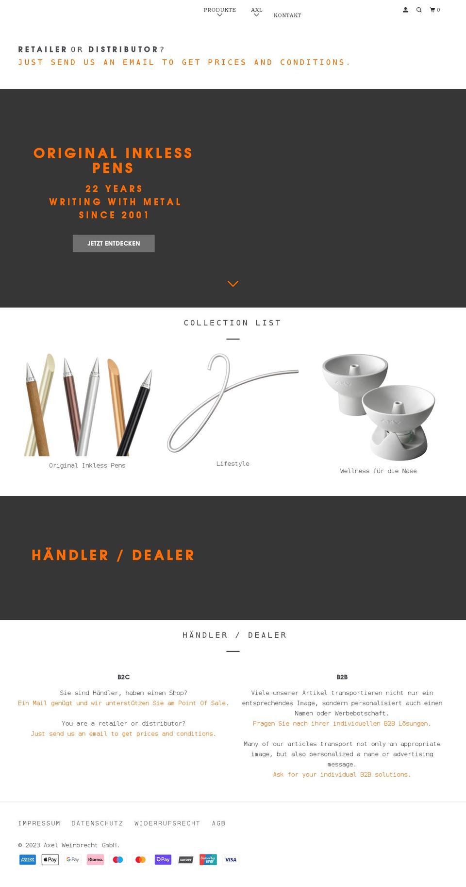 axelweinbrecht-shop.de shopify website screenshot