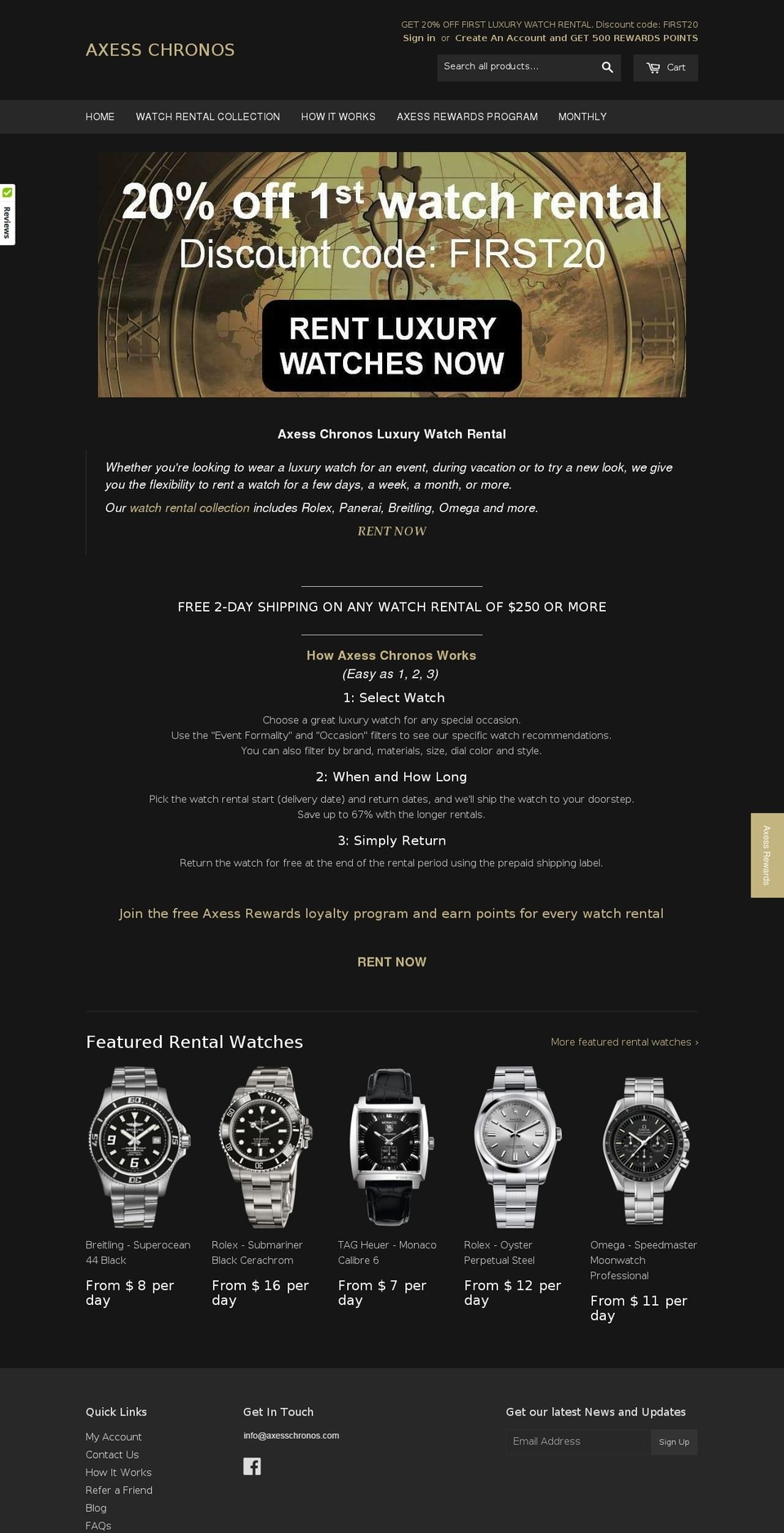 axesschronos.com shopify website screenshot