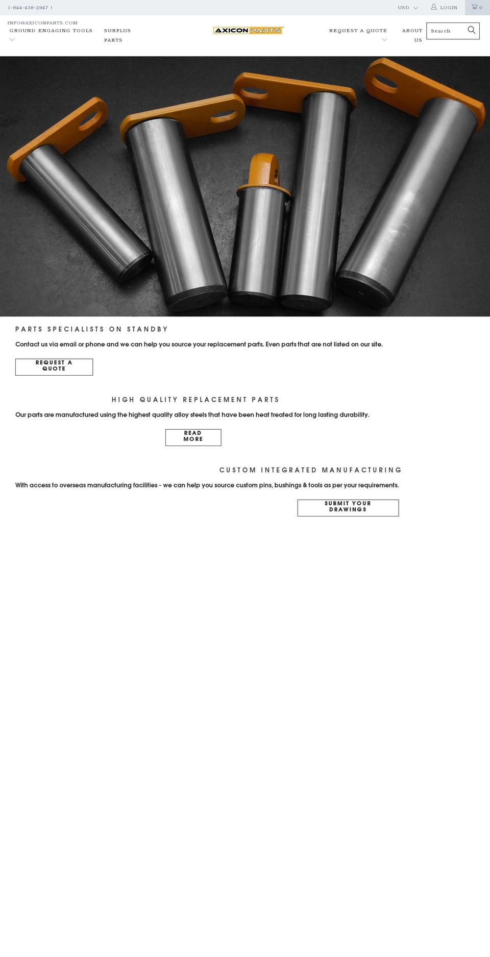 axiconparts.com shopify website screenshot