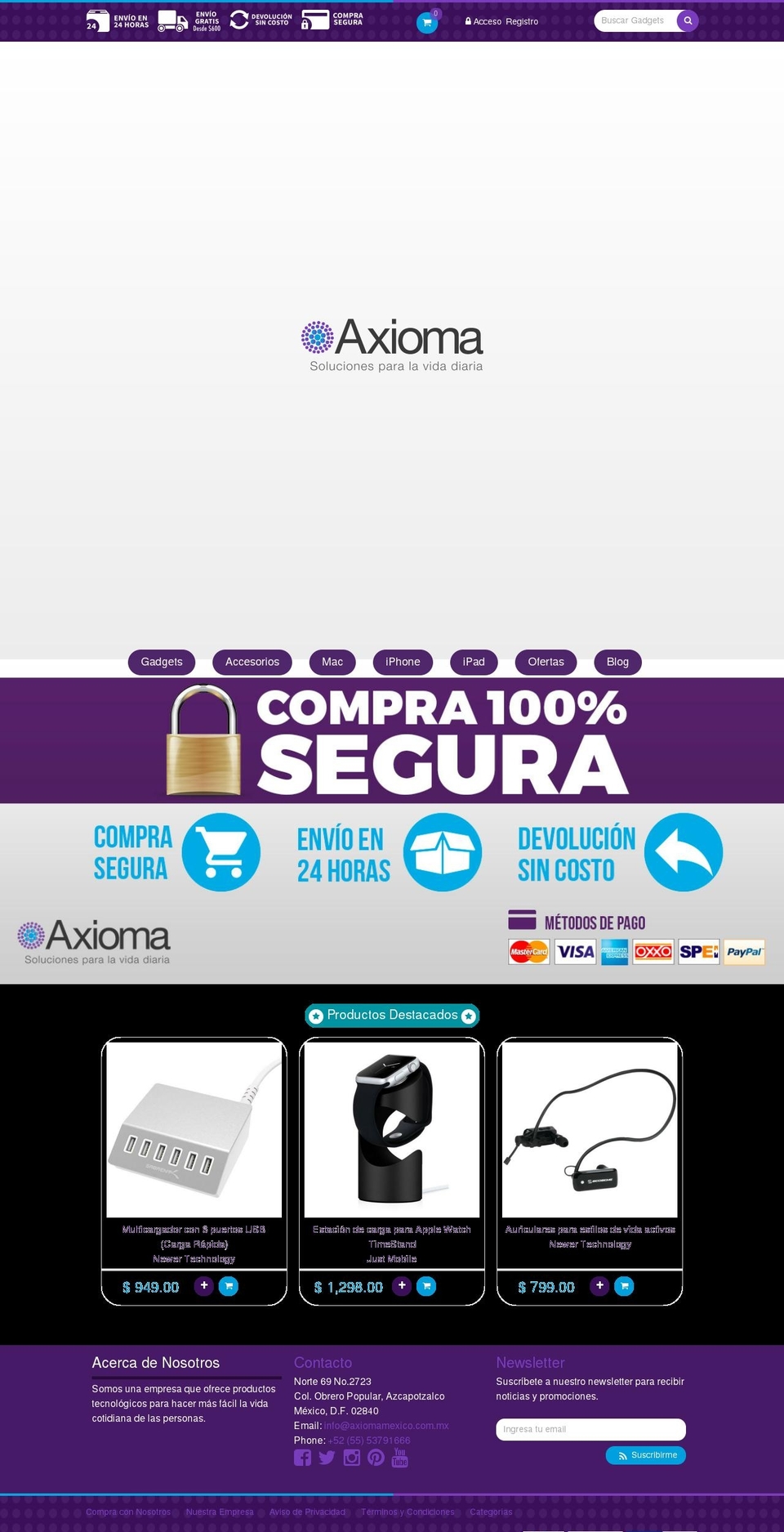 axiomamexico.com.mx shopify website screenshot