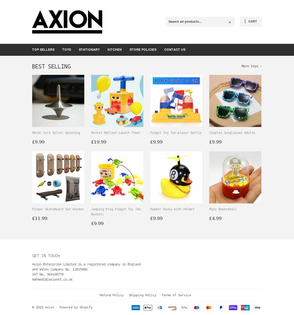 axionet.co.uk shopify website screenshot