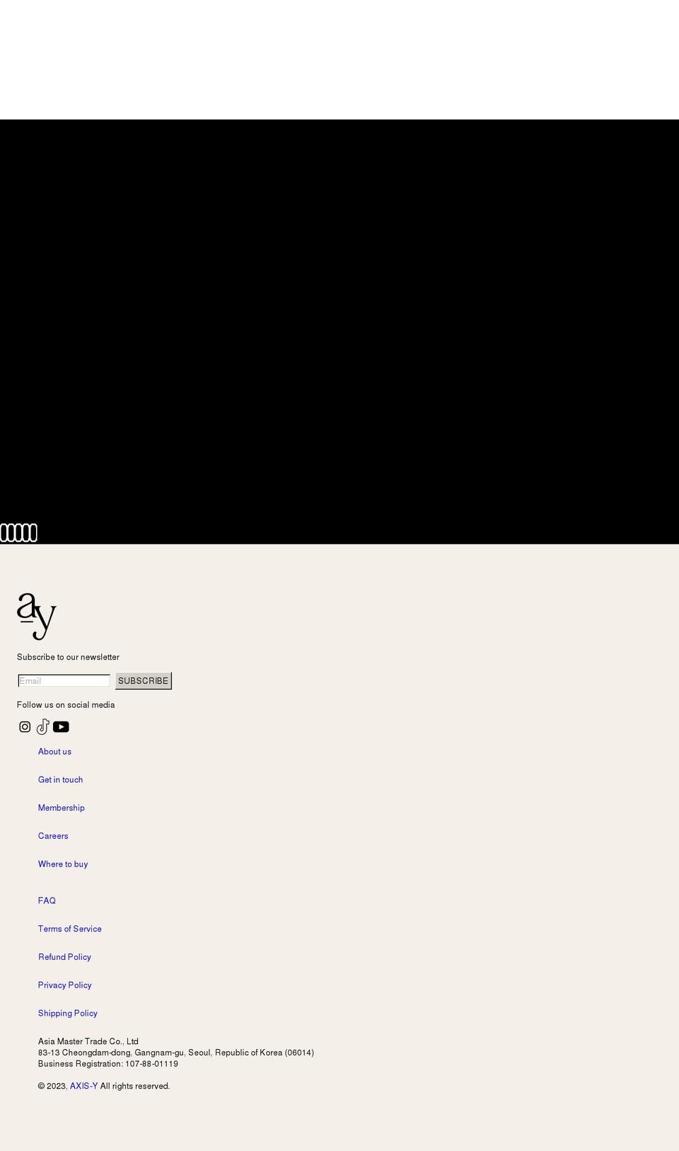 axis-y.com shopify website screenshot