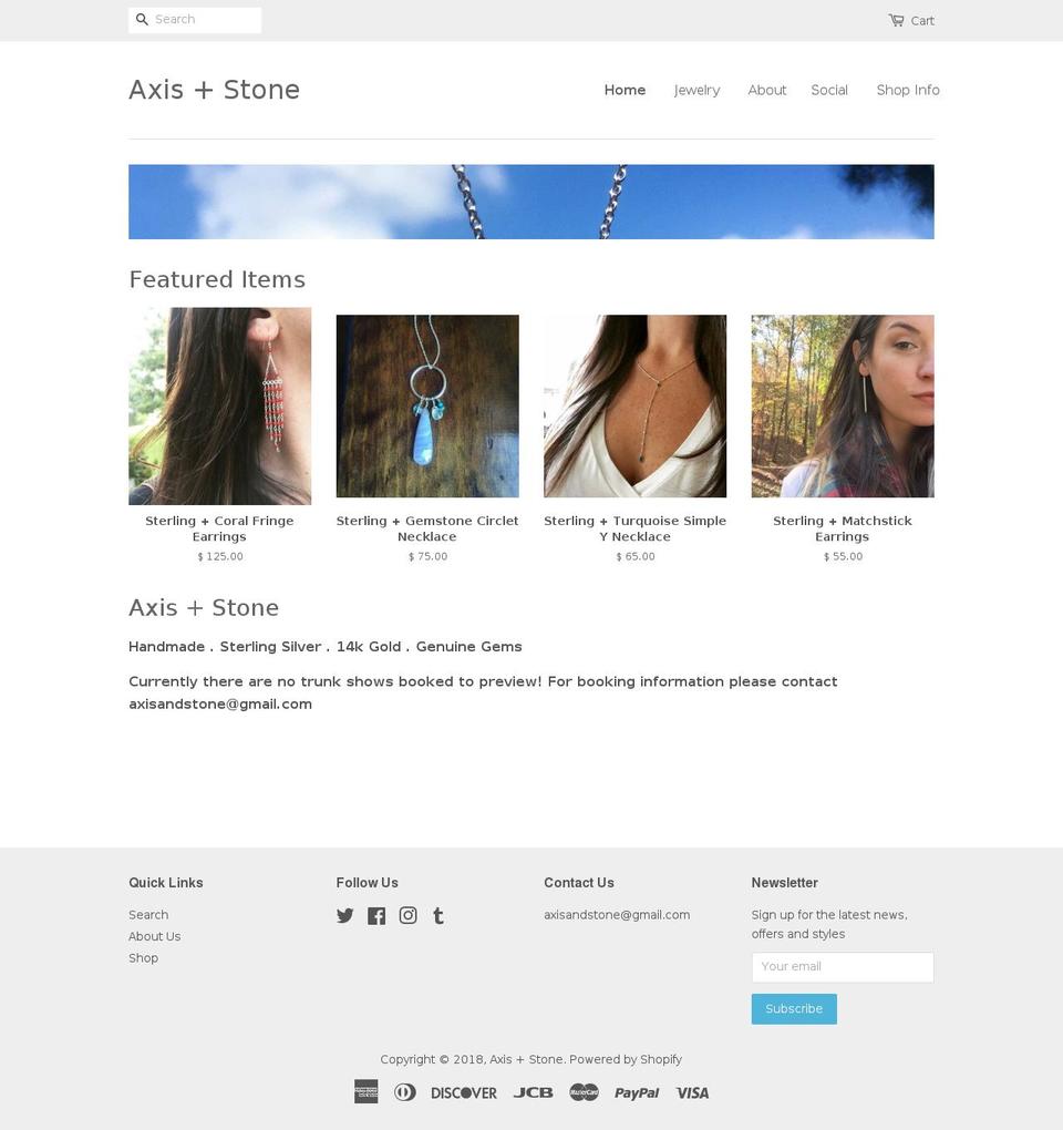 axisandstone.com shopify website screenshot